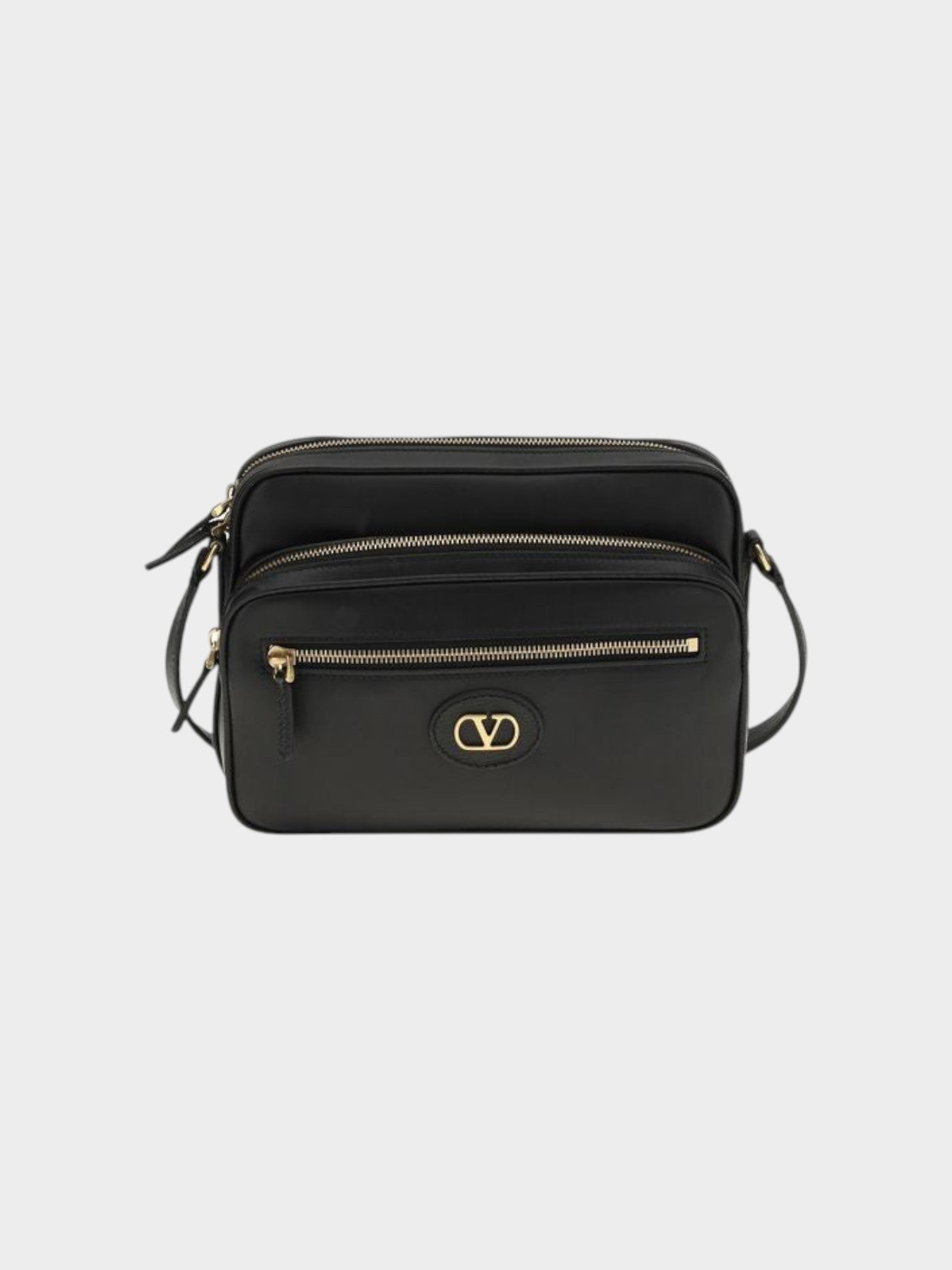 Valentino Garavani Black Calf Leather Bos Taurus Shoulder Bag