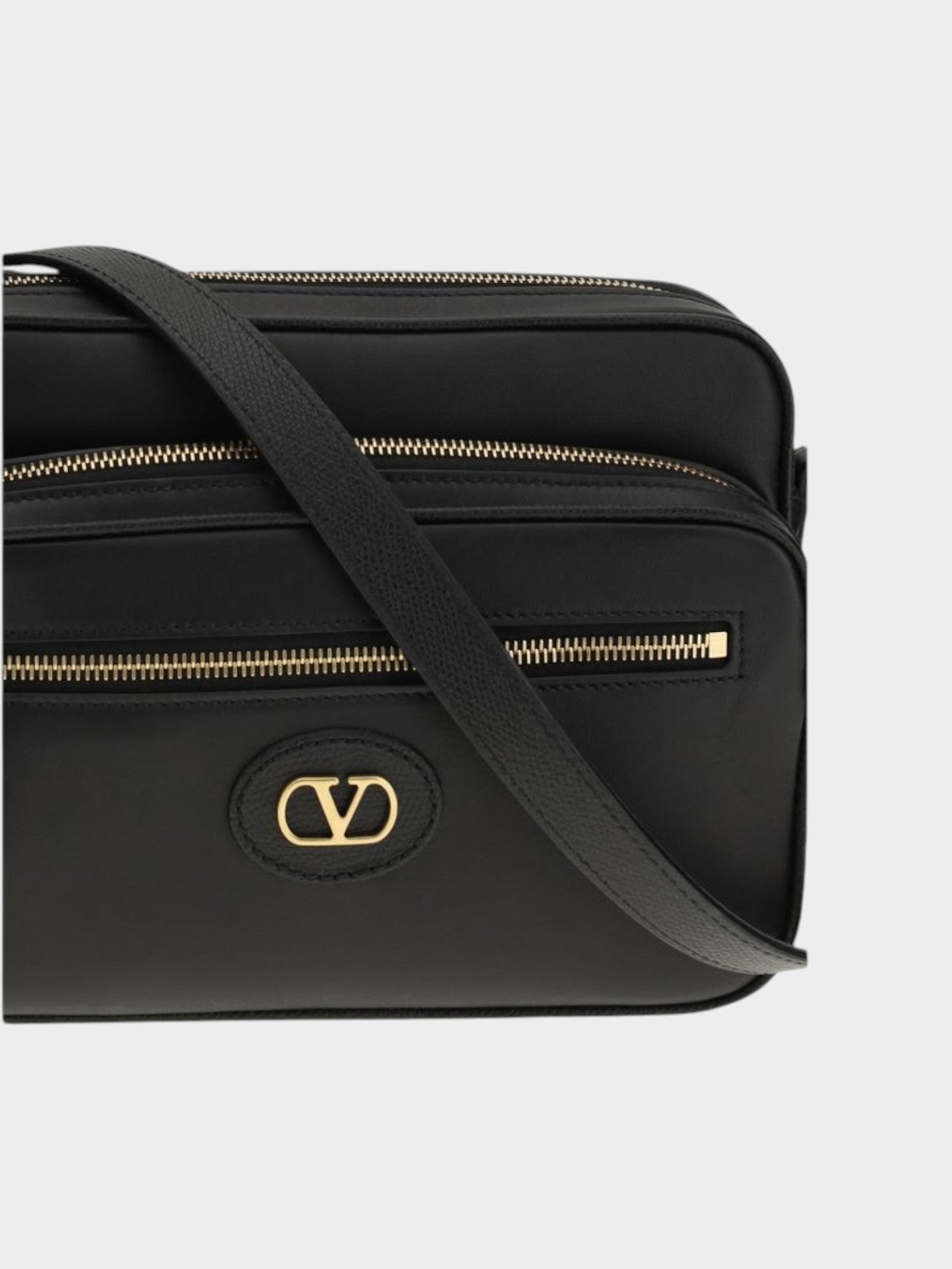 Valentino Garavani Black Calf Leather Bos Taurus Shoulder Bag-thumbmail-4