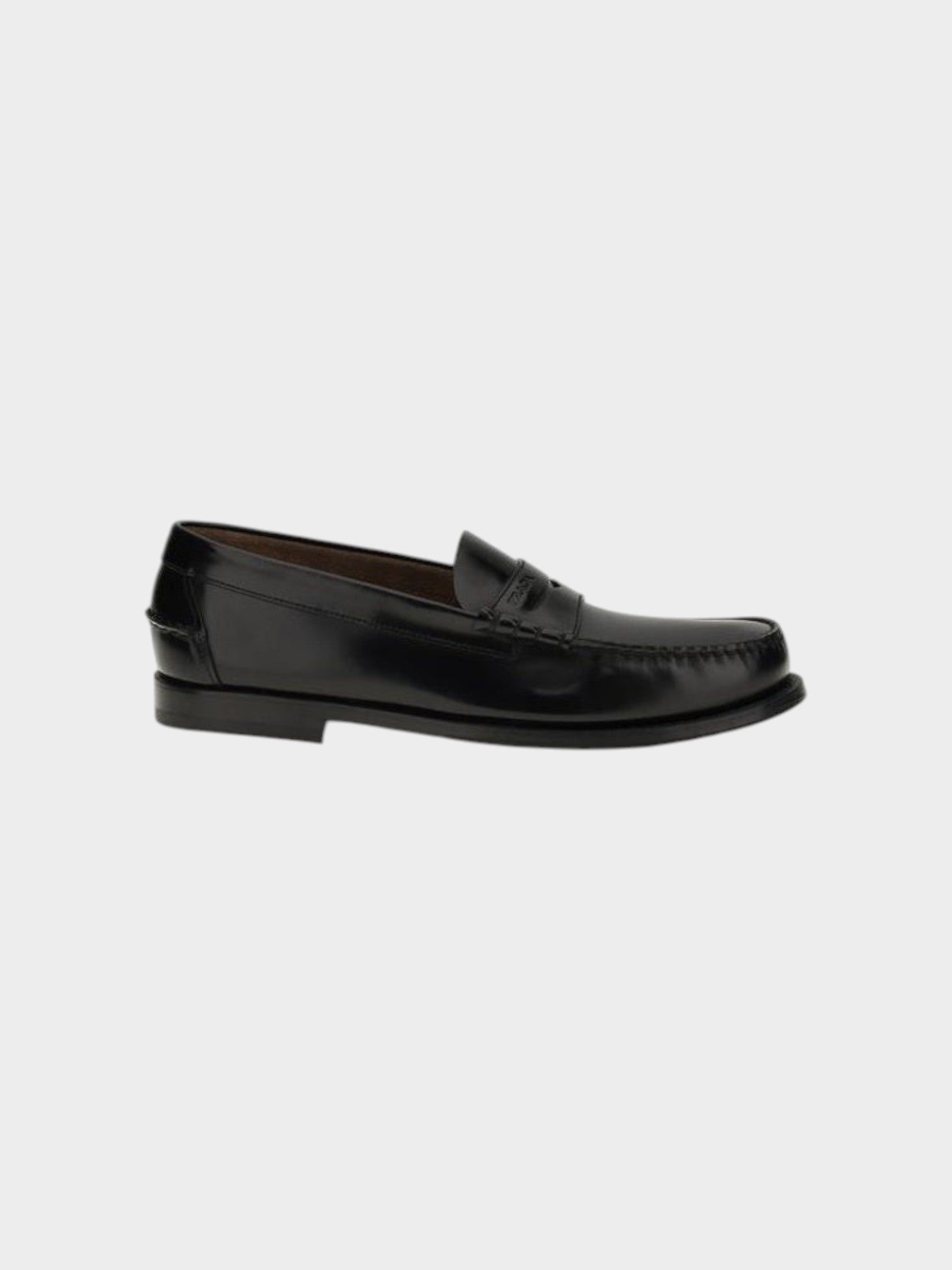 Prada Black Calf Leather Bos Taurus Slip-On Loafers