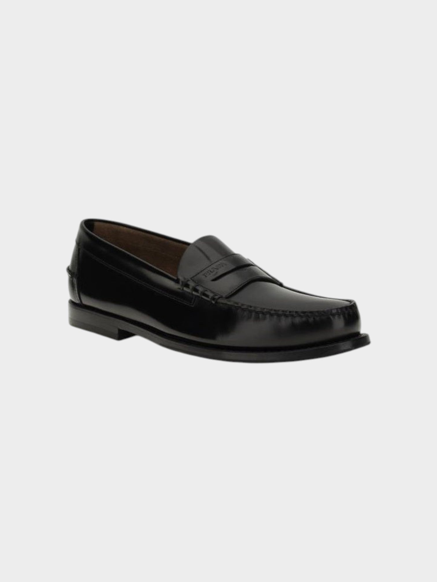 Prada Black Calf Leather Bos Taurus Slip-On Loafers-thumbmail-2