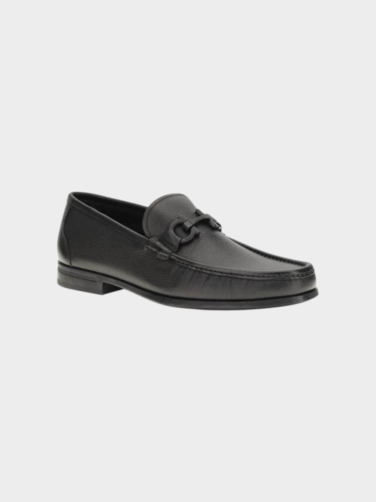 Ferragamo Black Calf Leather Bos Taurus Slip-On Loafers-thumbmail-2