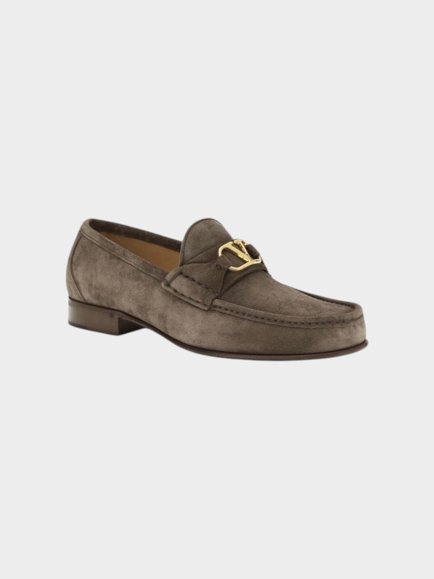 Valentino Garavani Brown Calf Leather Bos Taurus Slip-On Loafers-thumbmail-2