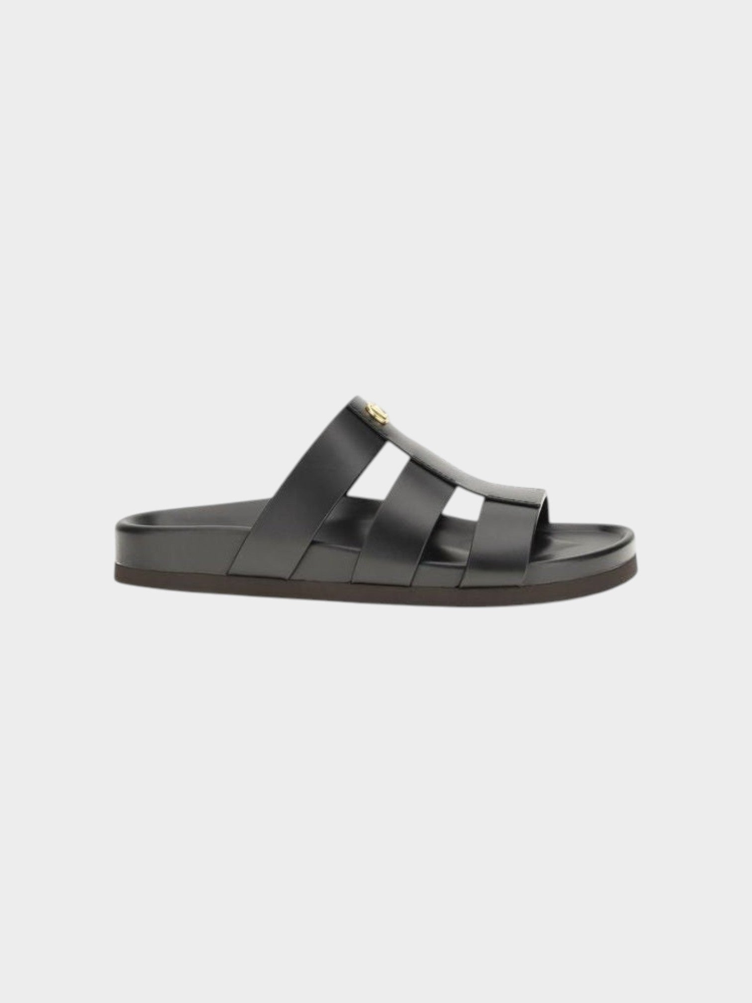 Valentino Garavani Black Calf Leather Bos Taurus Sandals