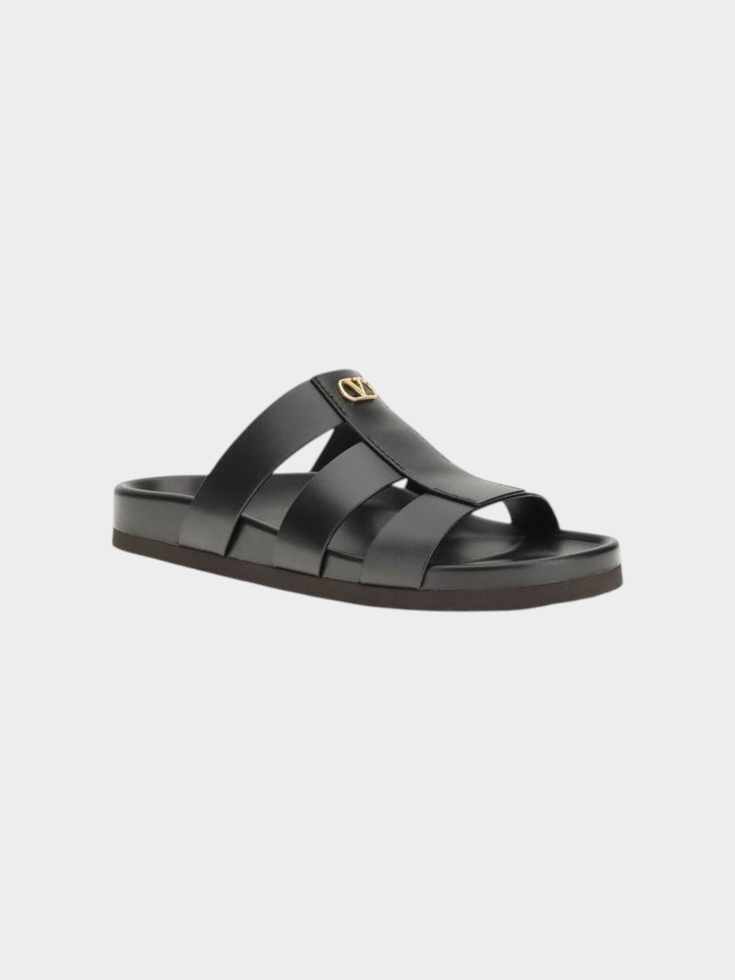 Valentino Garavani Black Calf Leather Bos Taurus Sandals-thumbmail-2