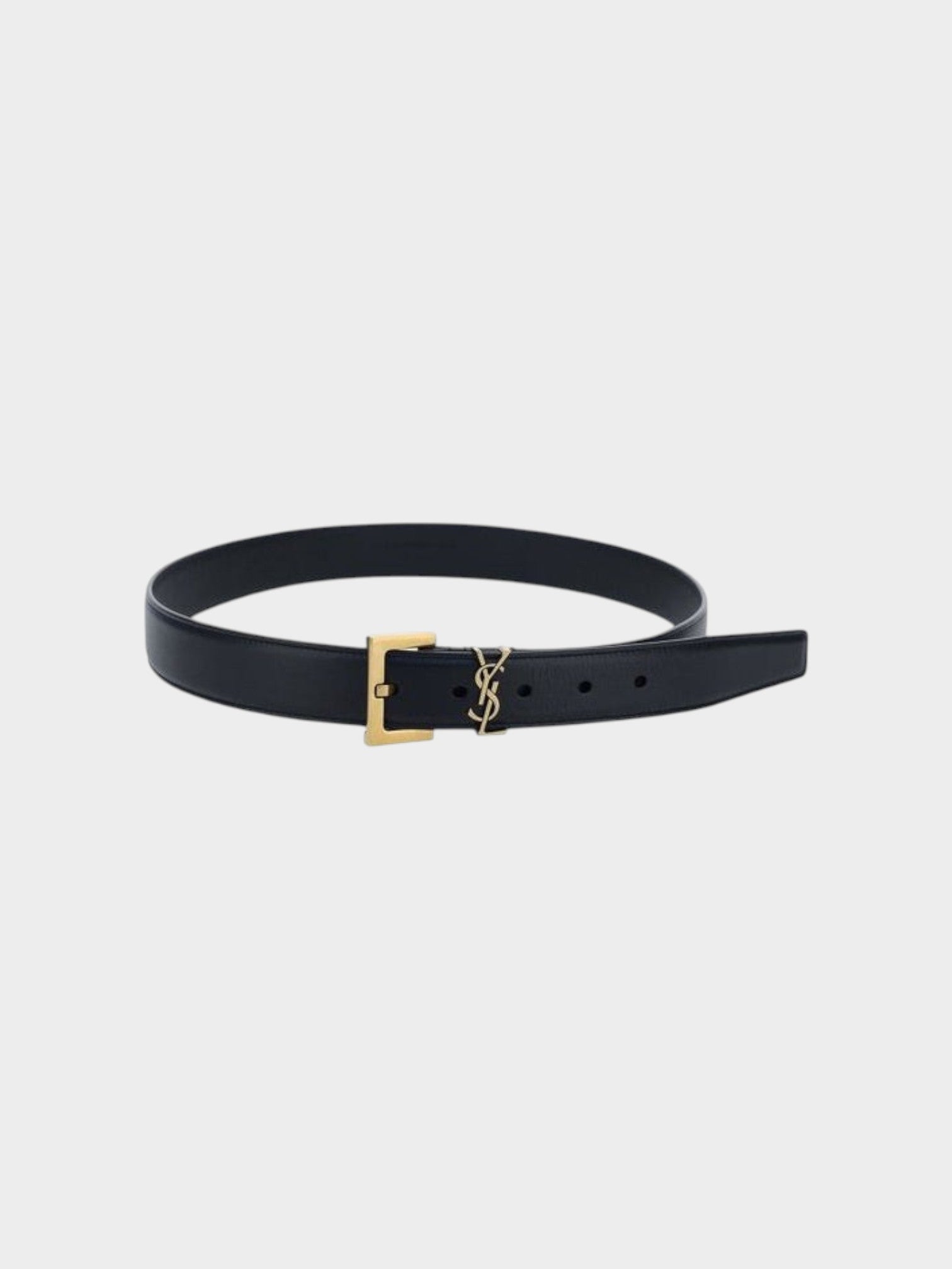 Saint Laurent Black Calf Leather Bos Taurus Regular Belt-thumbmail-2