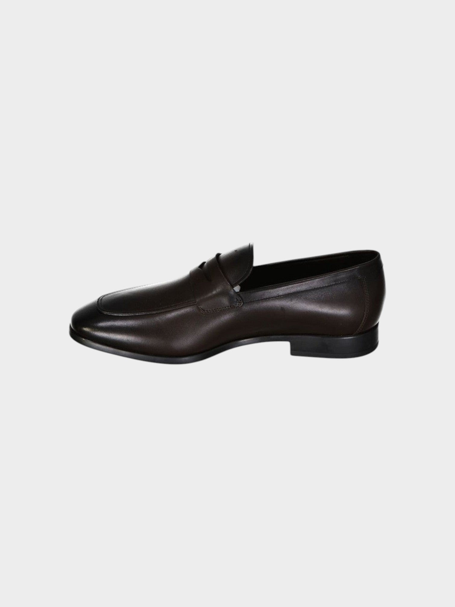 Salvatore Ferragamo Brown Leather Slip-On Loafers-thumbmail-3