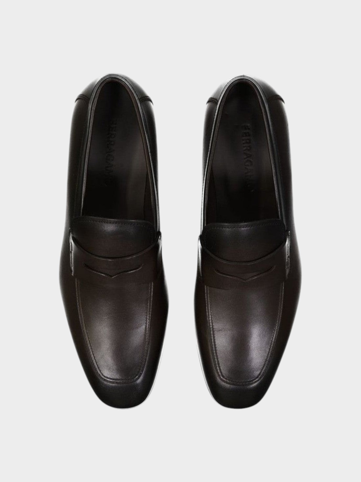 Salvatore Ferragamo Brown Leather Slip-On Loafers-thumbmail-4