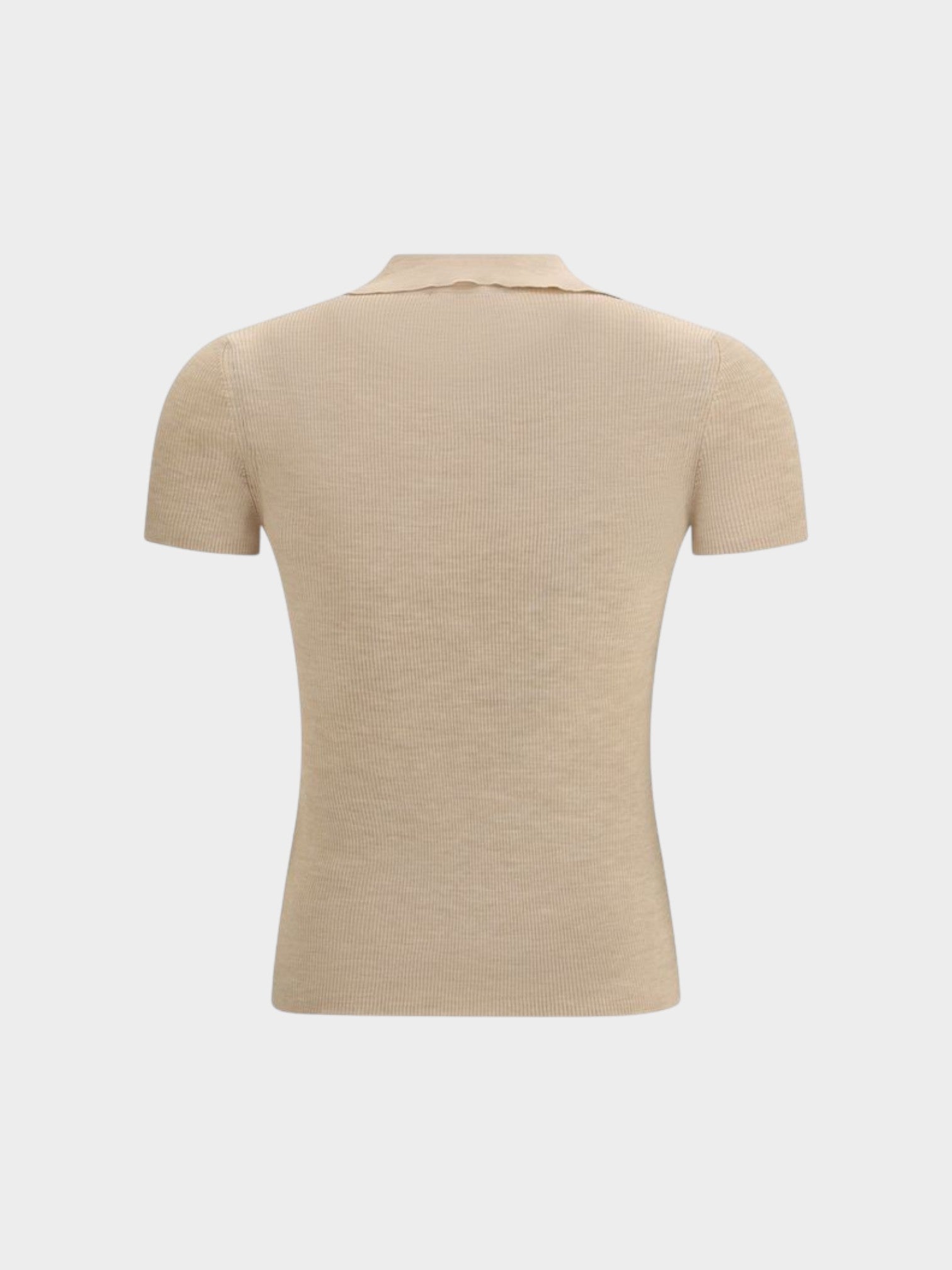 Max Mara Beige Fleece Wool Polo Shirt-thumbmail-2