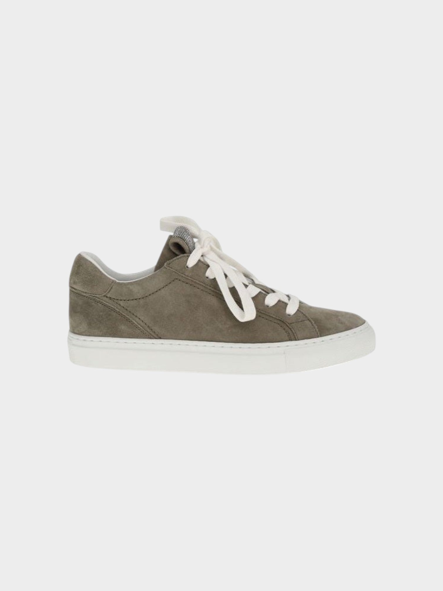 Brunello Cucinelli Gray Calf Leather Bos Taurus Sneakers