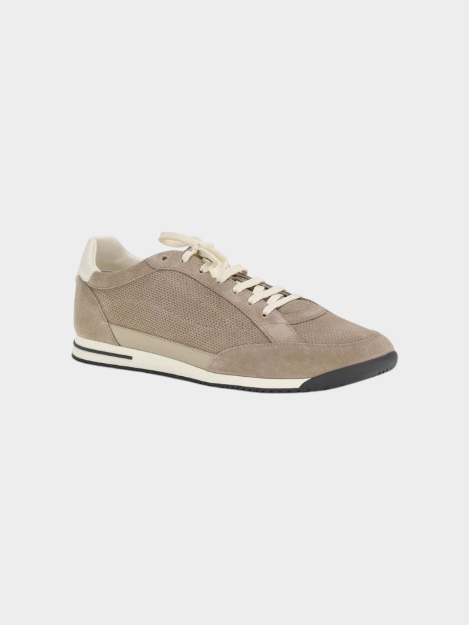 Brunello Cucinelli Beige Calf Leather Bos Taurus Low Top Sneakers-thumbmail-2