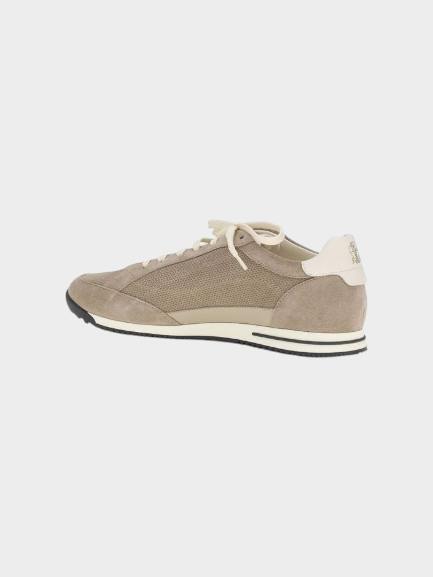 Brunello Cucinelli Beige Calf Leather Bos Taurus Low Top Sneakers-thumbmail-3