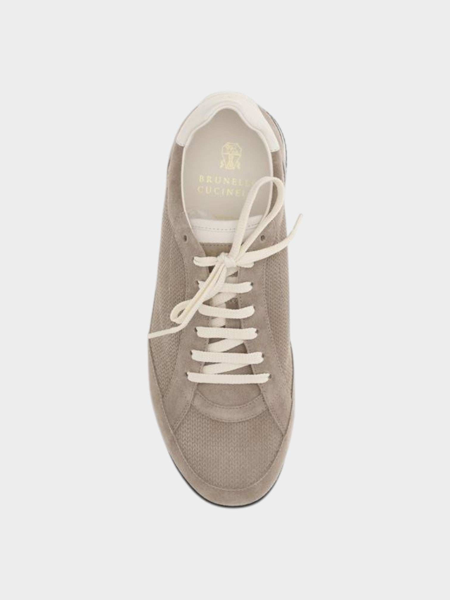 Brunello Cucinelli Beige Calf Leather Bos Taurus Low Top Sneakers-thumbmail-4