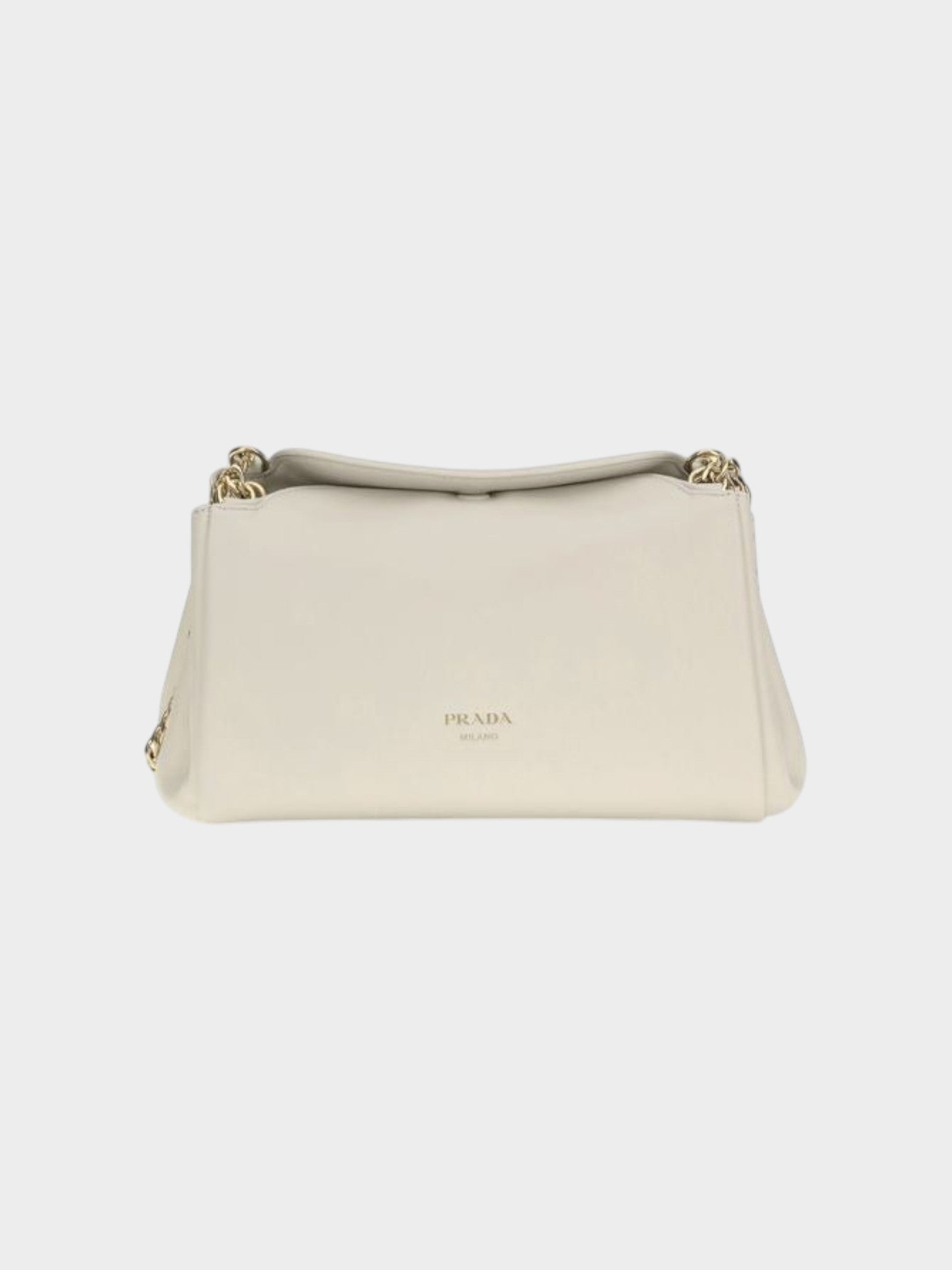 Prada White Calf Leather Bos Taurus Shoulder Bag