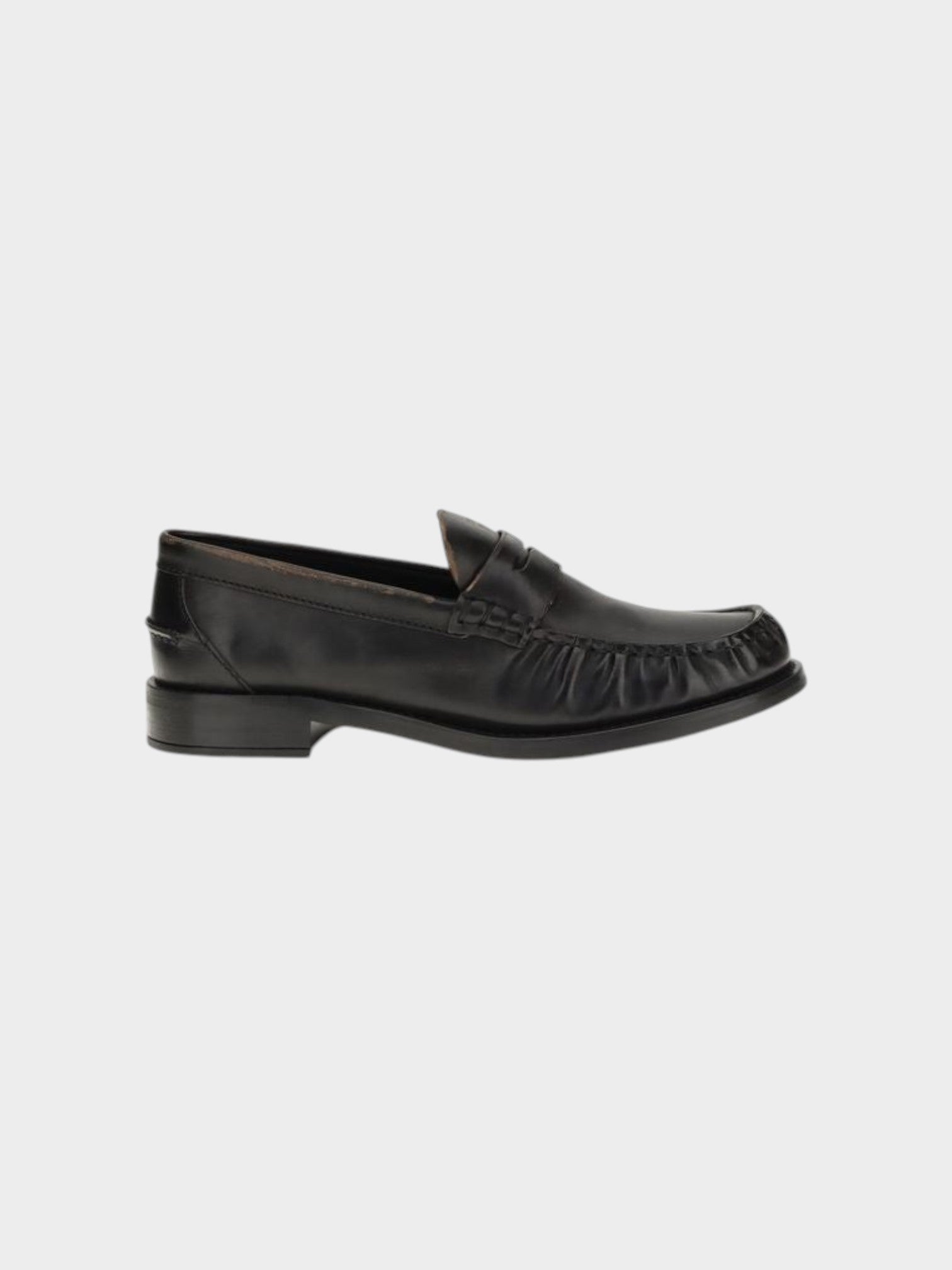 Prada Black Calf Leather Bos Taurus Slip-On Loafers