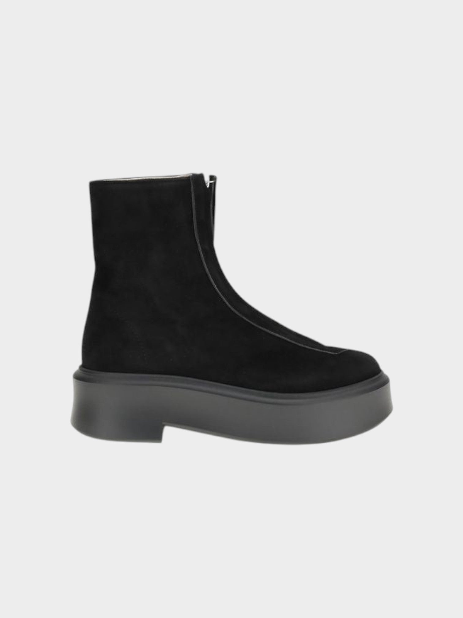 The Row Black Calf Leather Bos Taurus Lace-Up Boots