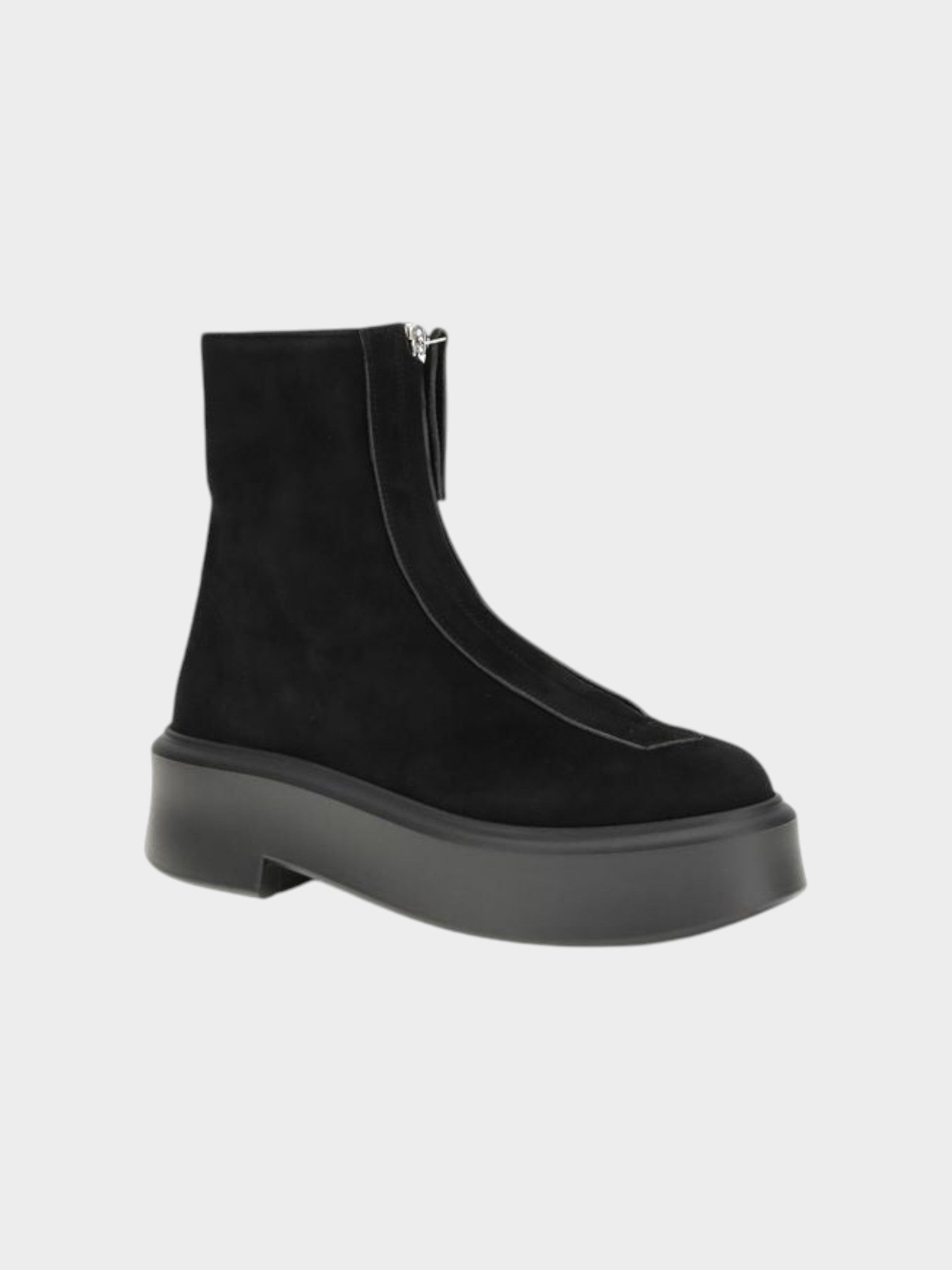 The Row Black Calf Leather Bos Taurus Lace-Up Boots-thumbmail-2