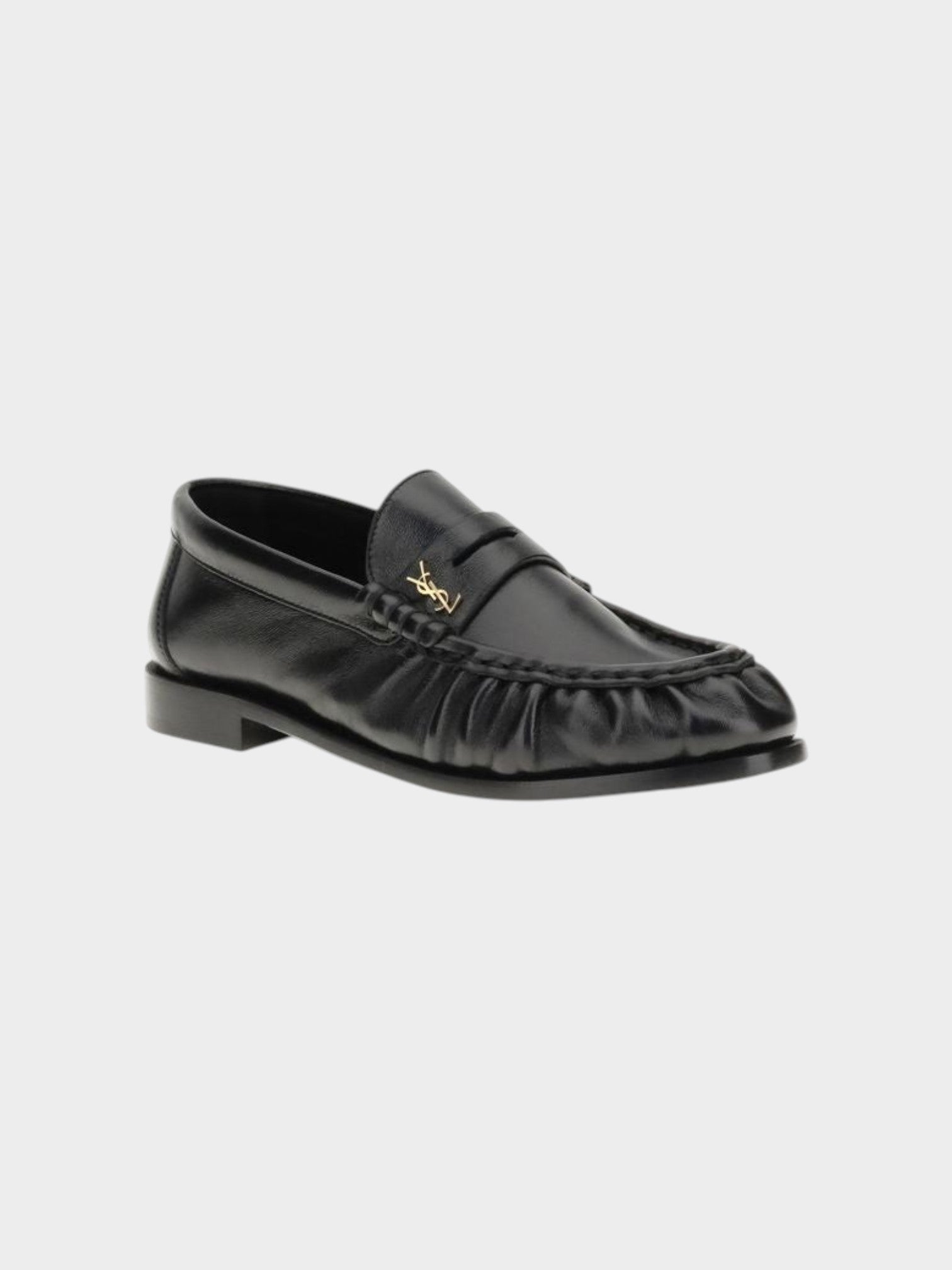 Saint Laurent Black Lamb Ovis Aries Aries Slip-On Loafers-thumbmail-2