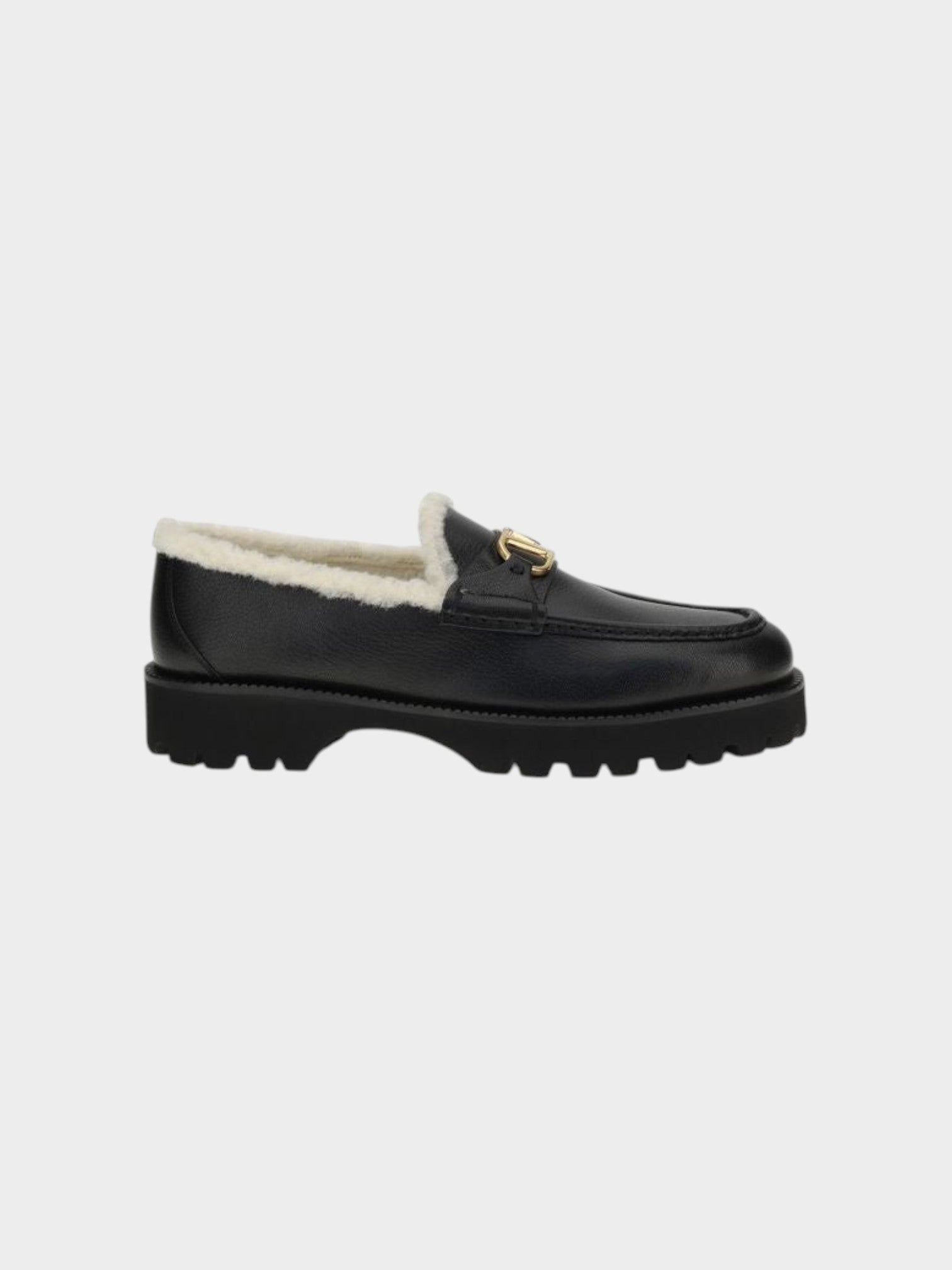 Valentino Garavani Black Calf Leather Bos Taurus Slip-On Loafers
