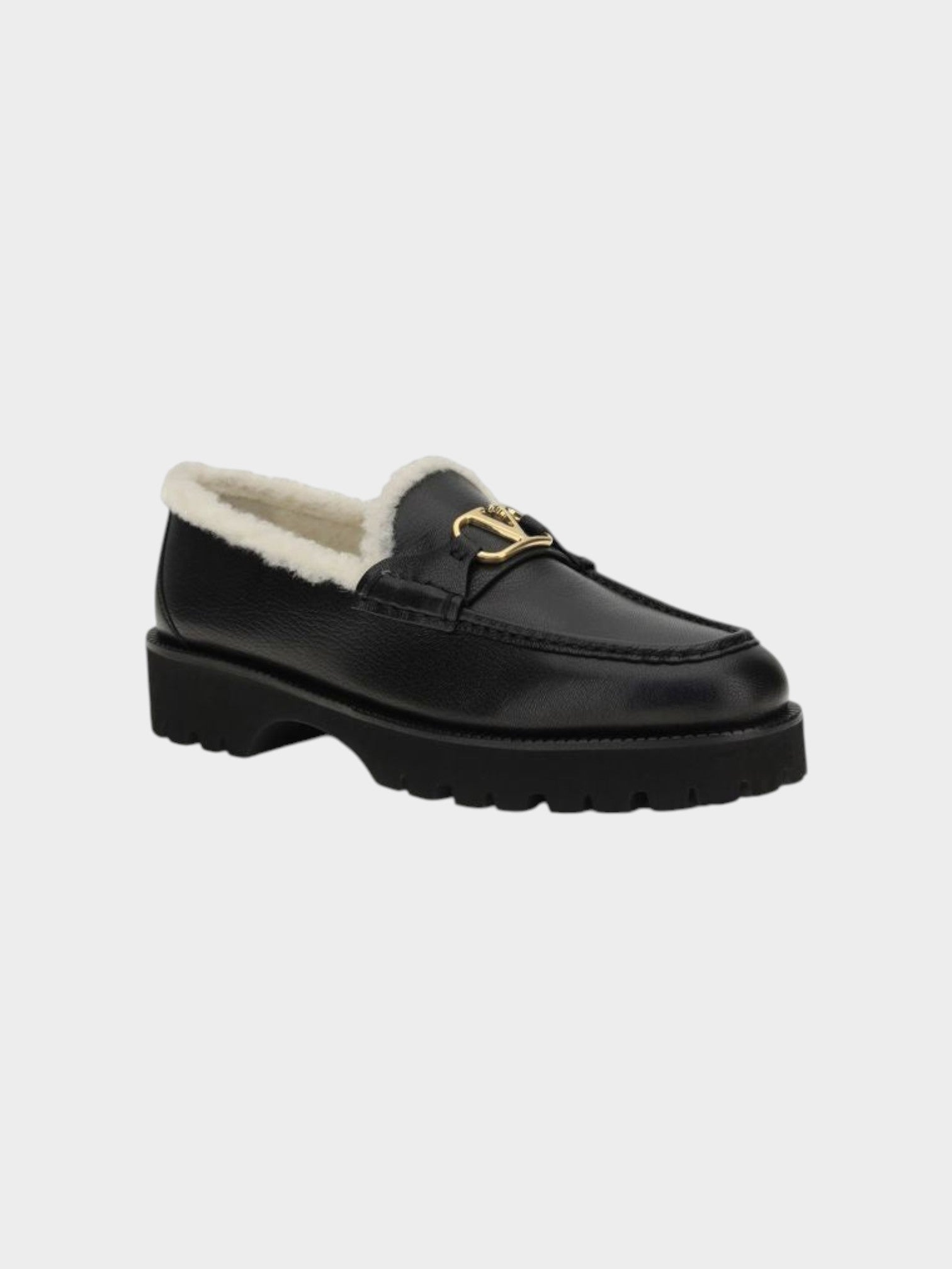 Valentino Garavani Black Calf Leather Bos Taurus Slip-On Loafers-thumbmail-2