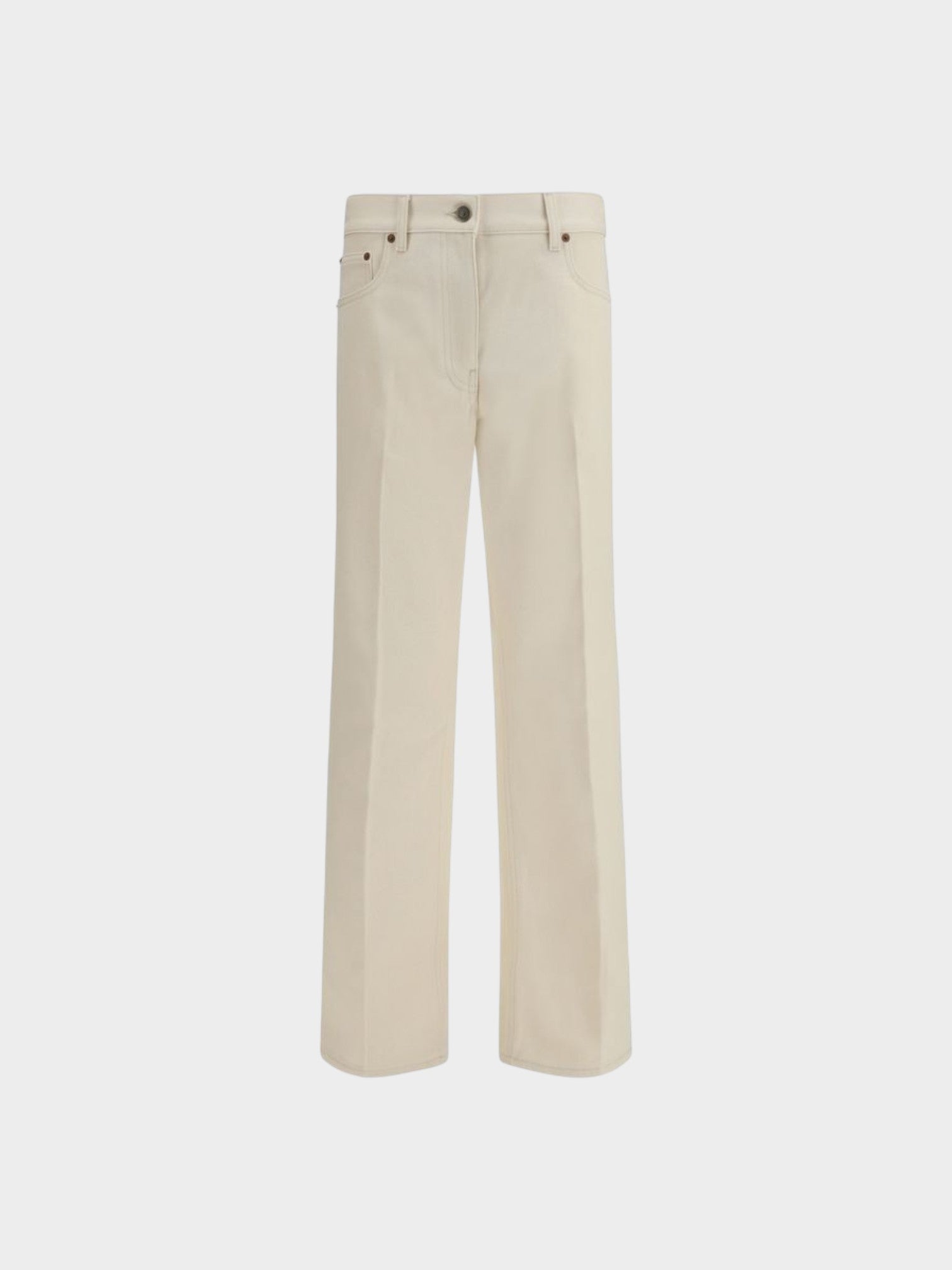 Valentino Beige Cotton Flared Jeans