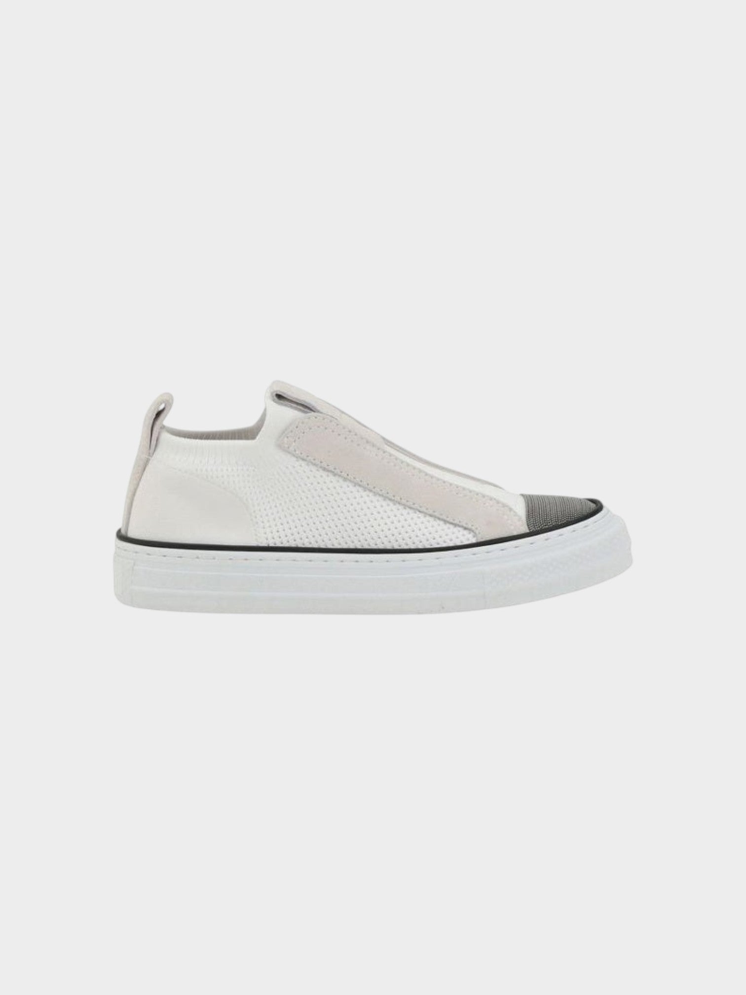 Brunello Cucinelli White Nylon Low Top Sneakers