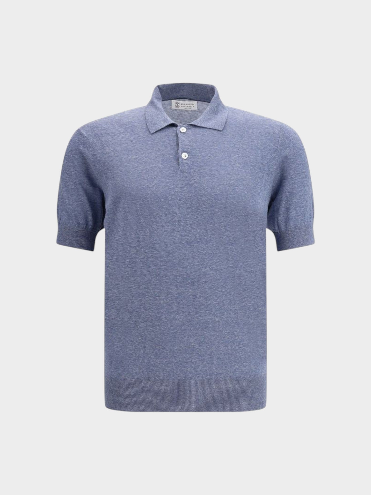 Brunello Cucinelli Blue Linen Polo Shirt