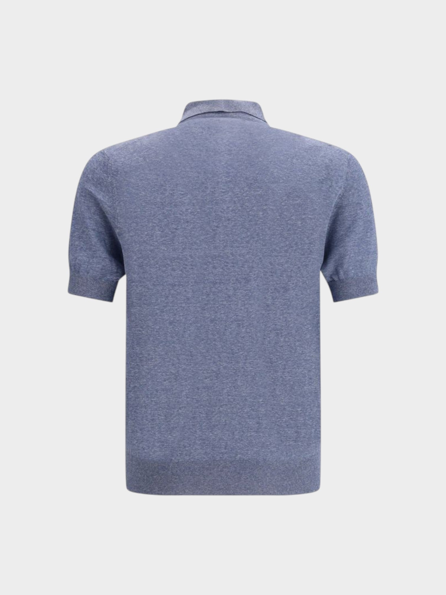 Brunello Cucinelli Blue Linen Polo Shirt-thumbmail-2