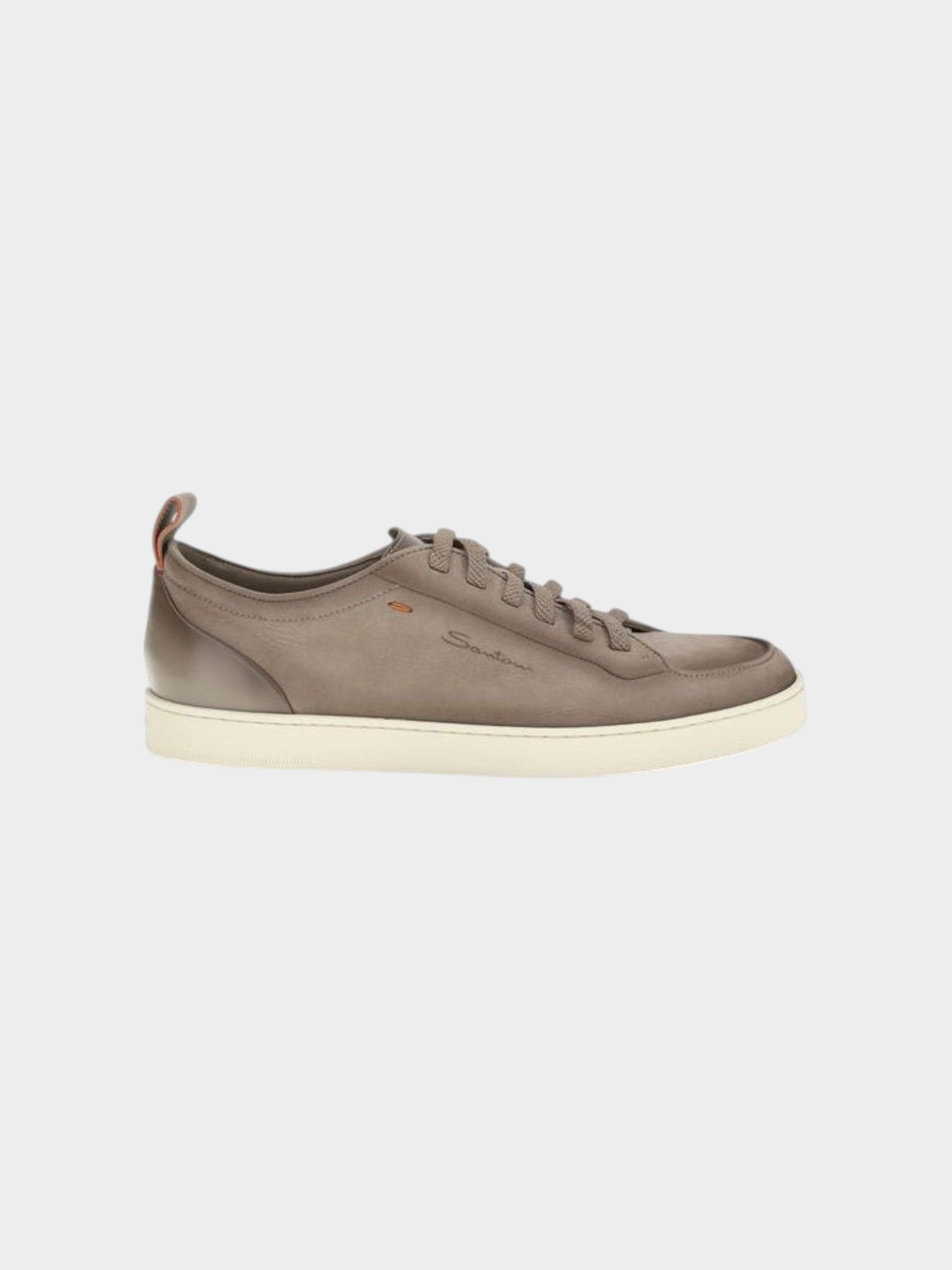 Santoni Beige Calf Leather Bos Taurus Low Top Sneakers