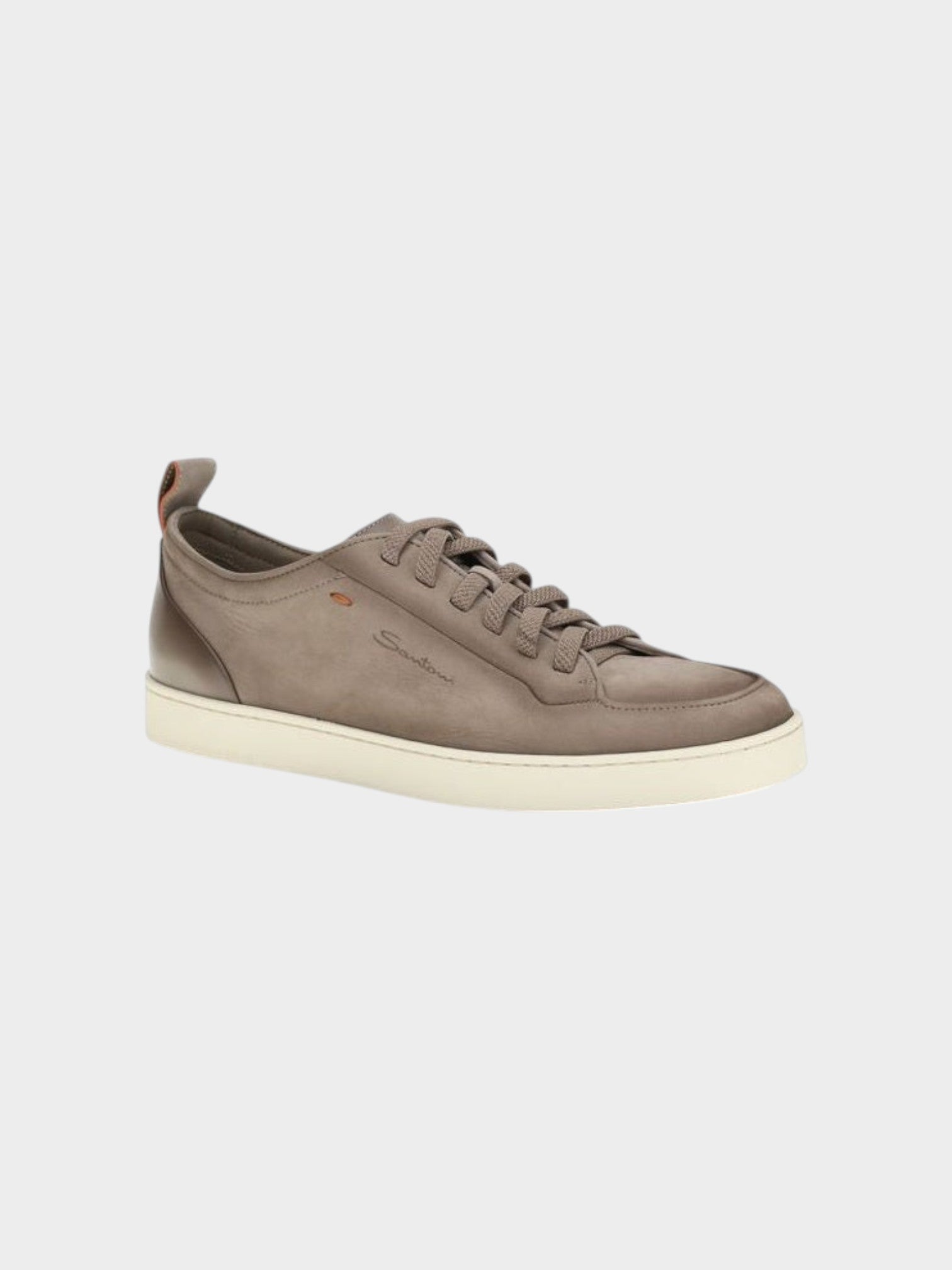 Santoni Beige Calf Leather Bos Taurus Low Top Sneakers-thumbmail-2