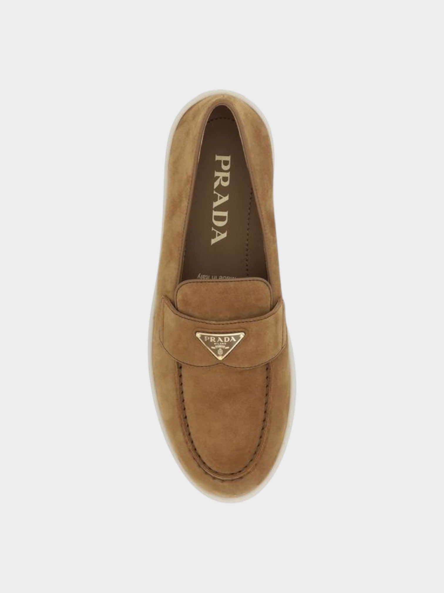 Prada Brown Calf Leather Bos Taurus Slip-On Loafers-thumbmail-4
