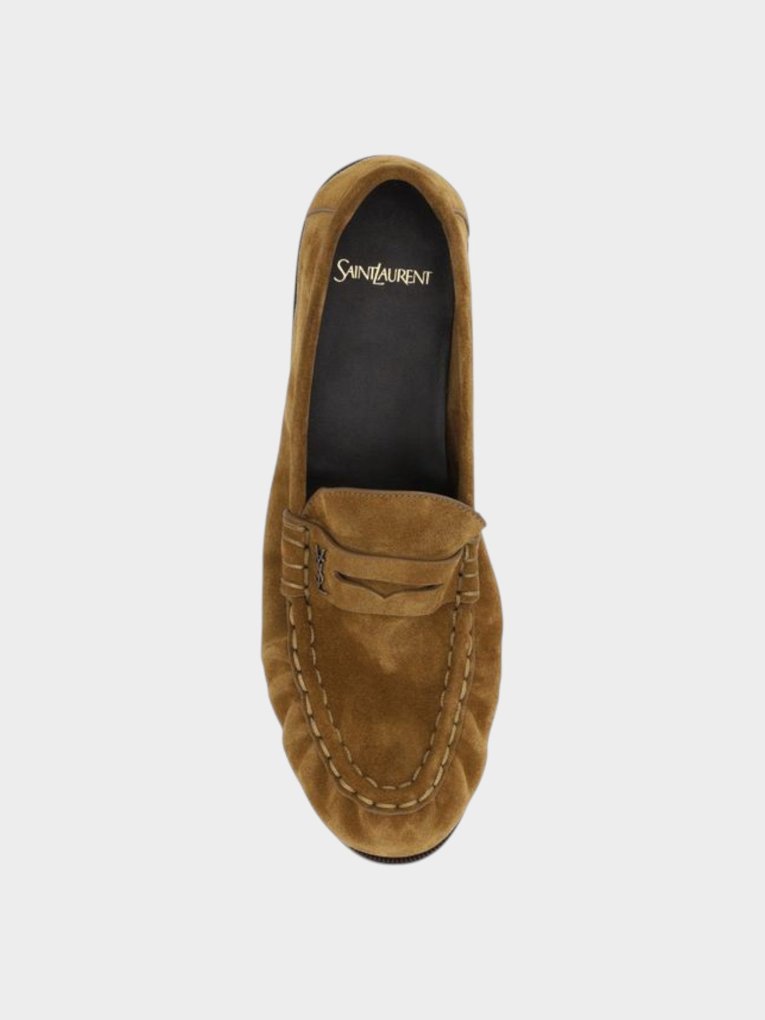 Saint Laurent Brown Calf Leather Bos Taurus Slip-On Loafers-thumbmail-4
