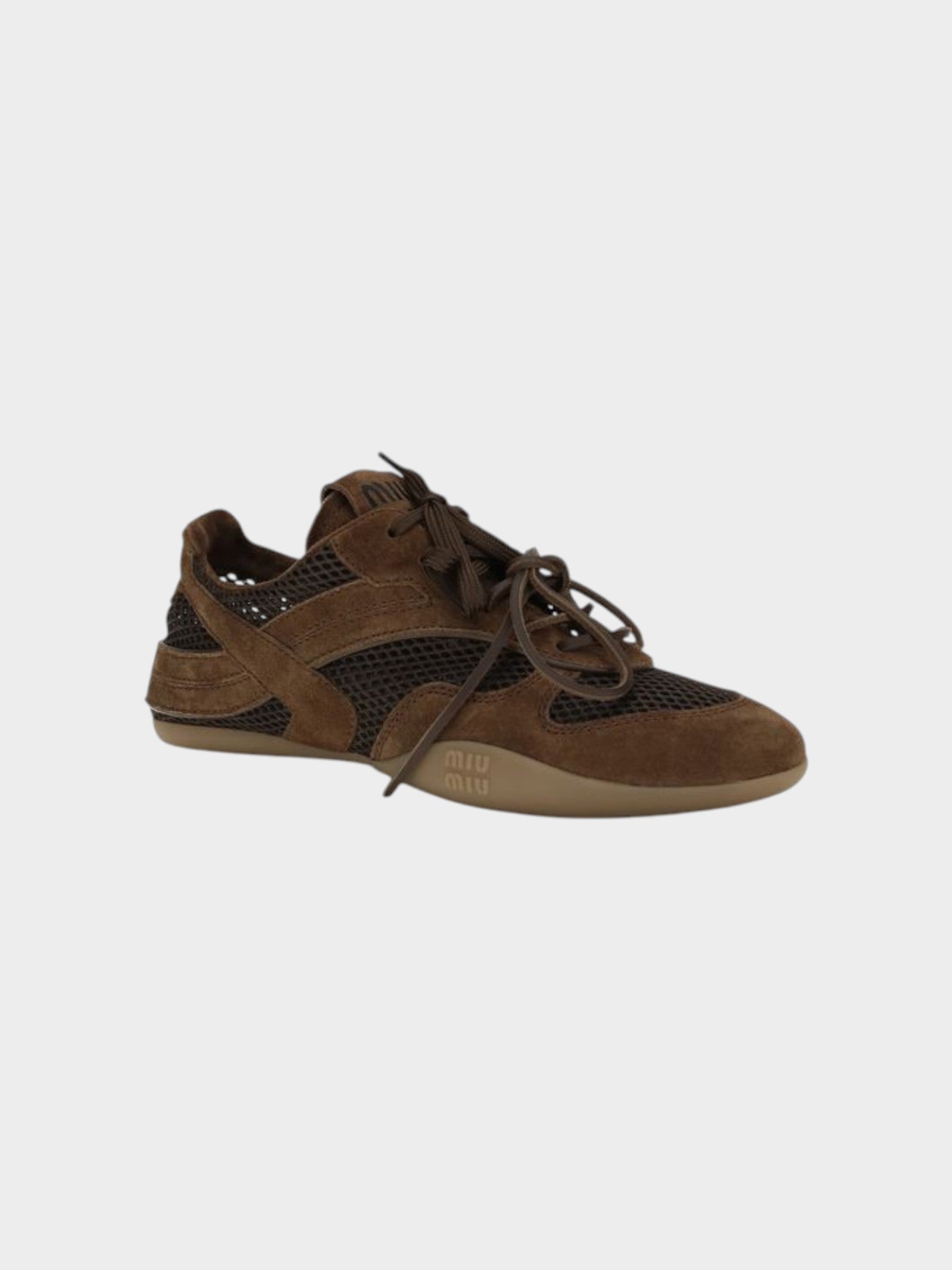 Miu Miu Brown Calf Leather Bos Taurus Athletic Sneakers-thumbmail-2