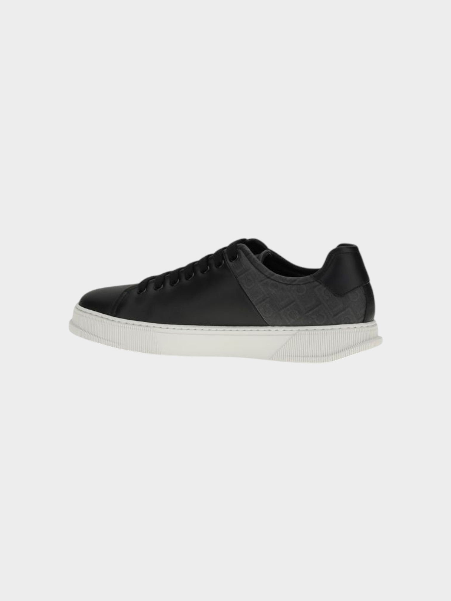 Ferragamo Black Calf Leather Bos Taurus Low Top Sneakers-thumbmail-3