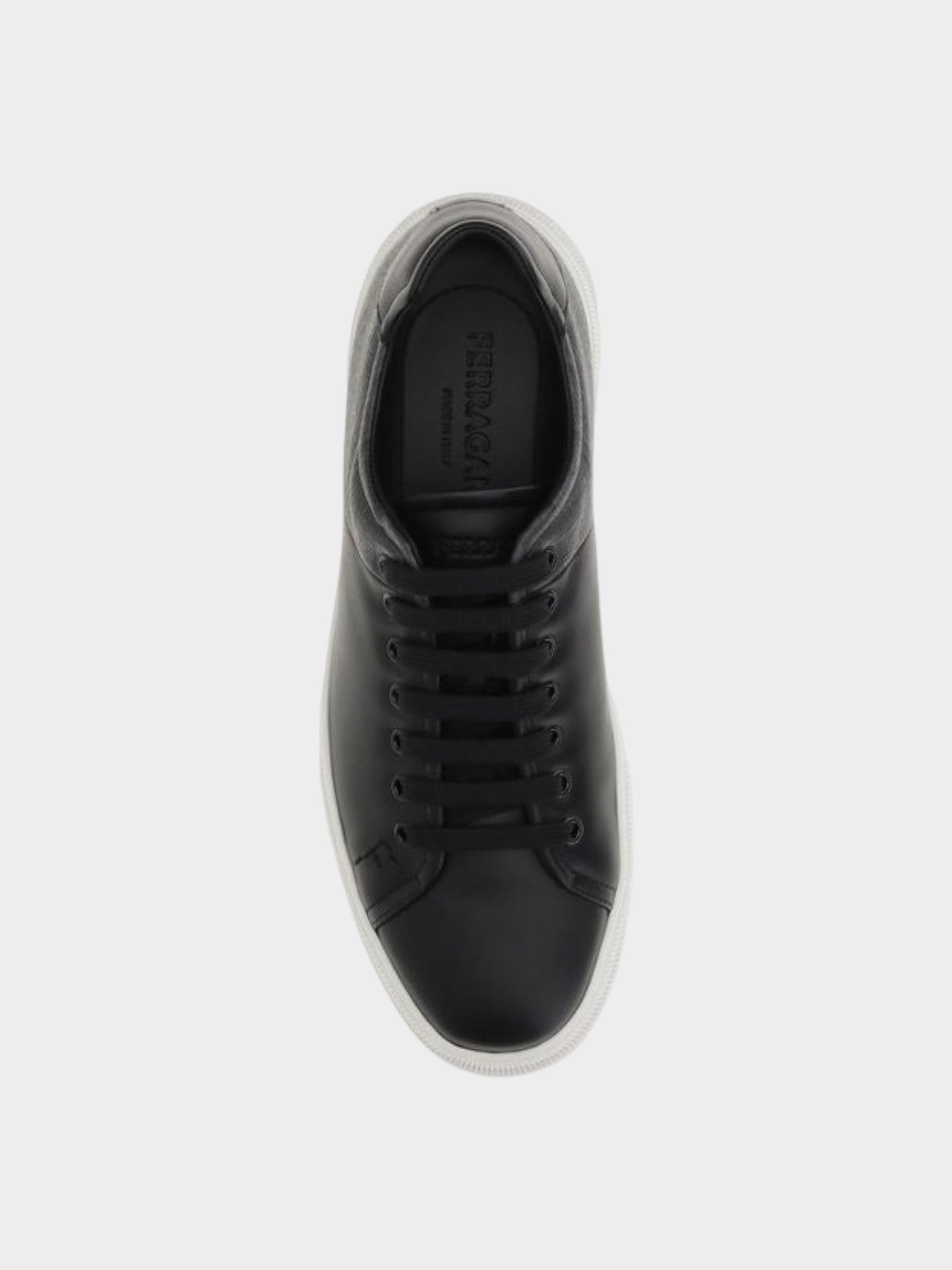 Ferragamo Black Calf Leather Bos Taurus Low Top Sneakers-thumbmail-4