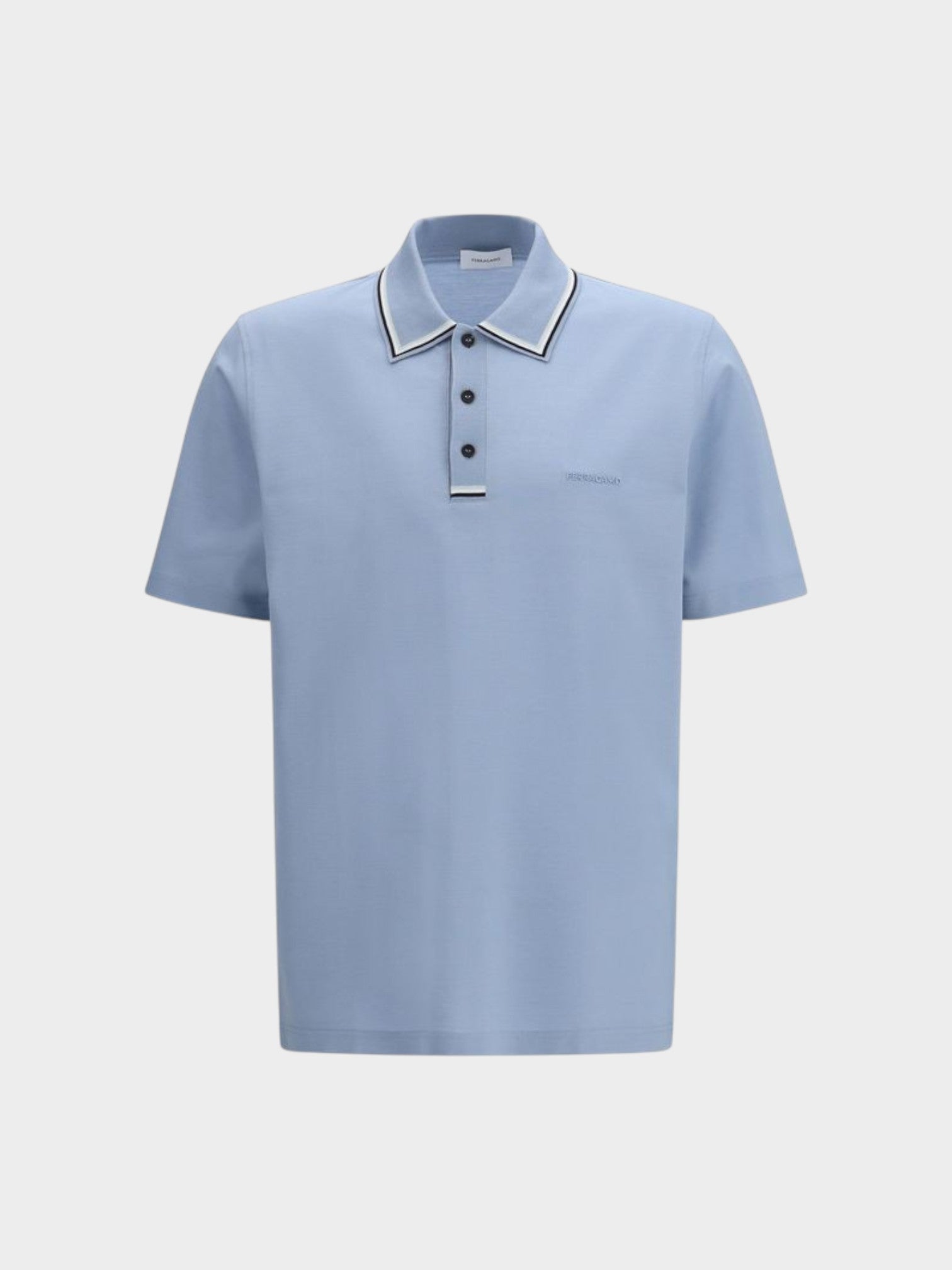 Ferragamo Blue Cotton Polo Shirt