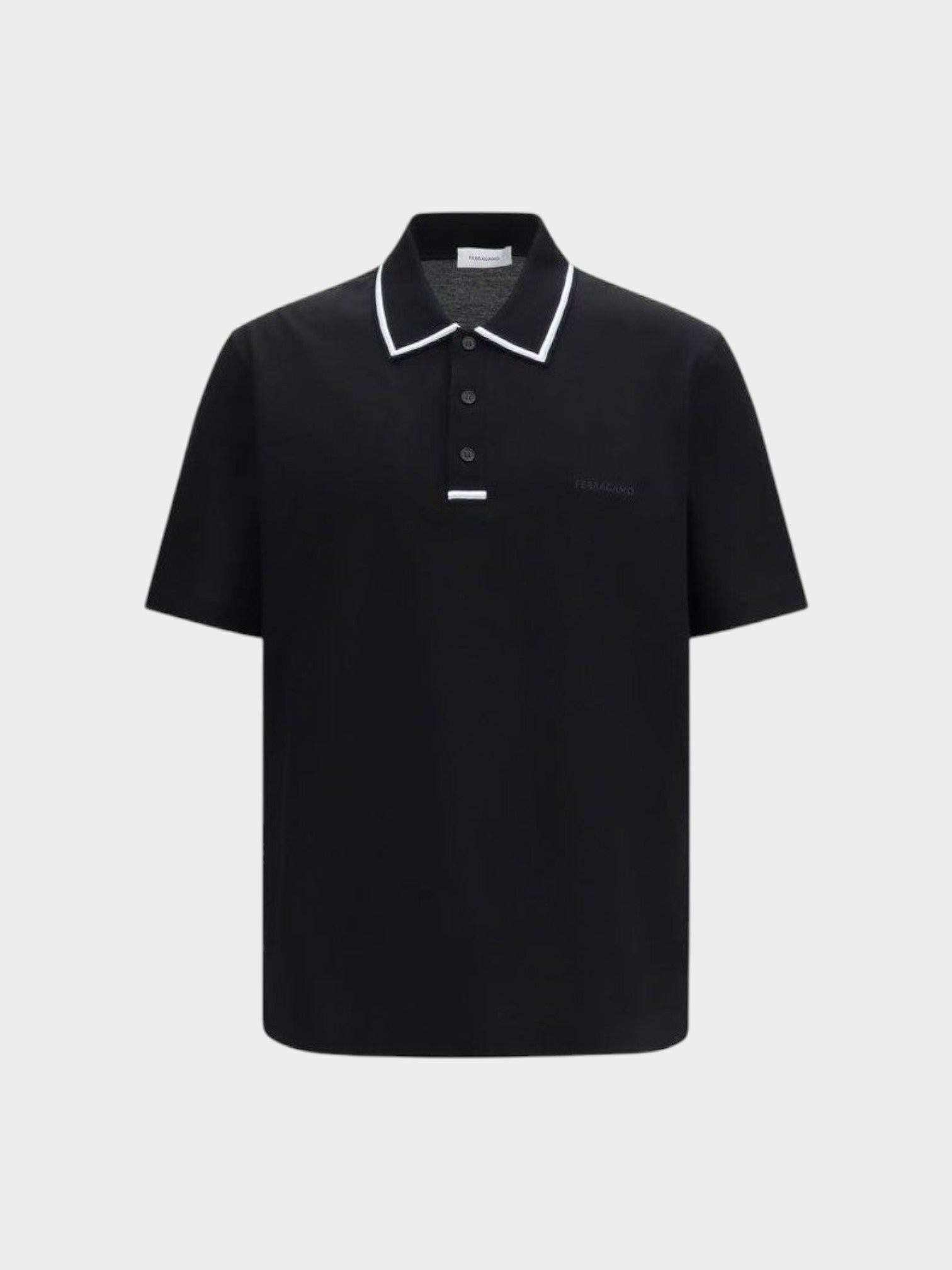 Ferragamo Black Cotton Polo Shirt