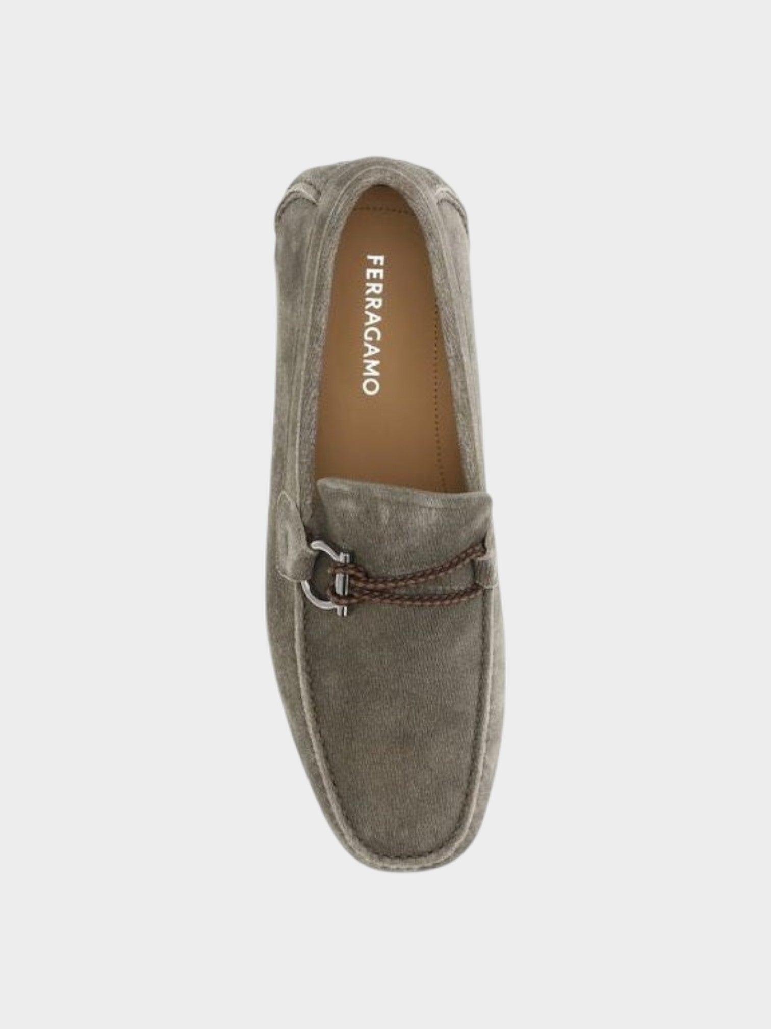 Ferragamo Gray Calf Leather Bos Taurus Slip-On Loafers-thumbmail-4