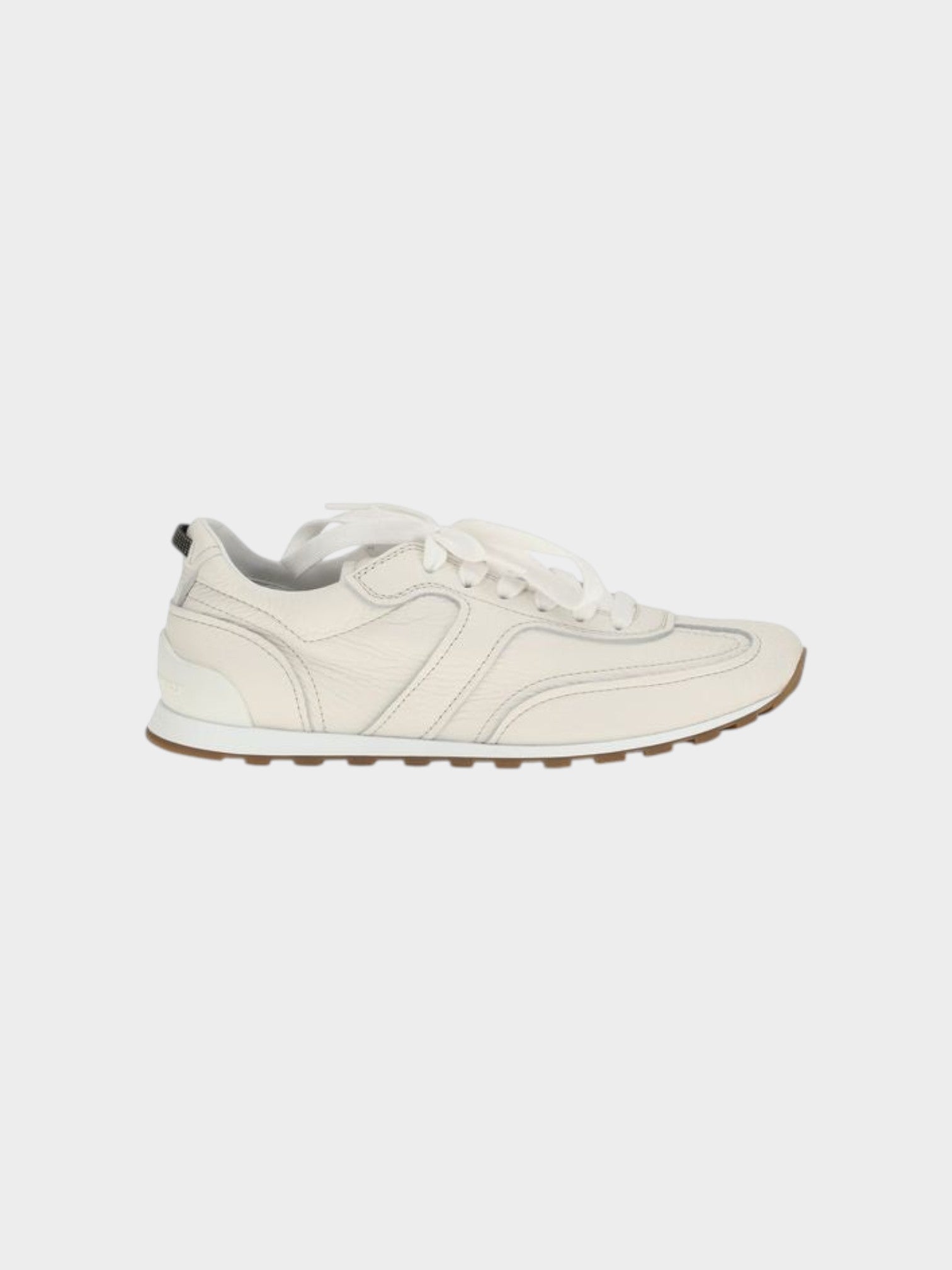 Brunello Cucinelli White Calf Leather Bos Taurus Low Top Sneakers