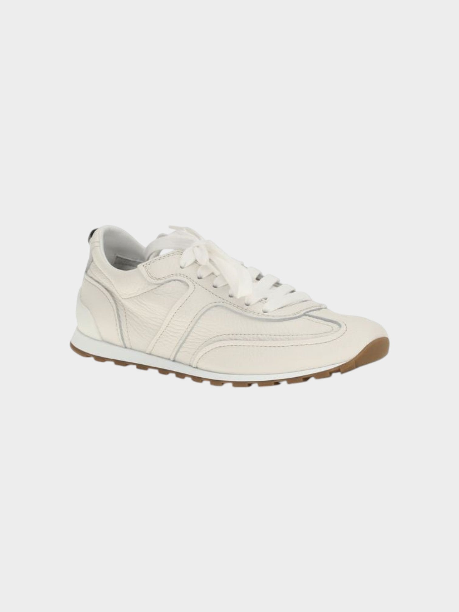 Brunello Cucinelli White Calf Leather Bos Taurus Low Top Sneakers-thumbmail-2