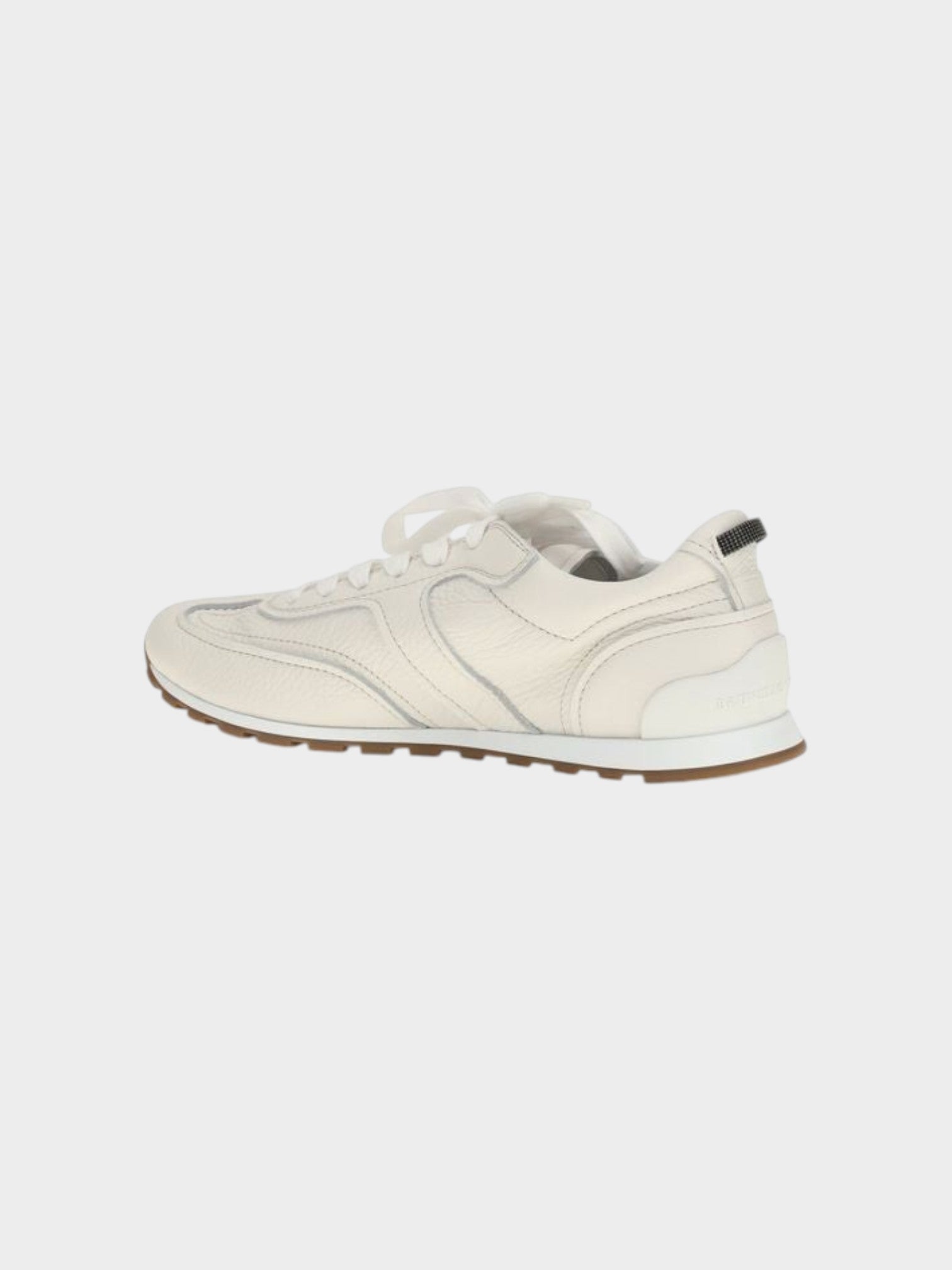 Brunello Cucinelli White Calf Leather Bos Taurus Low Top Sneakers-thumbmail-3