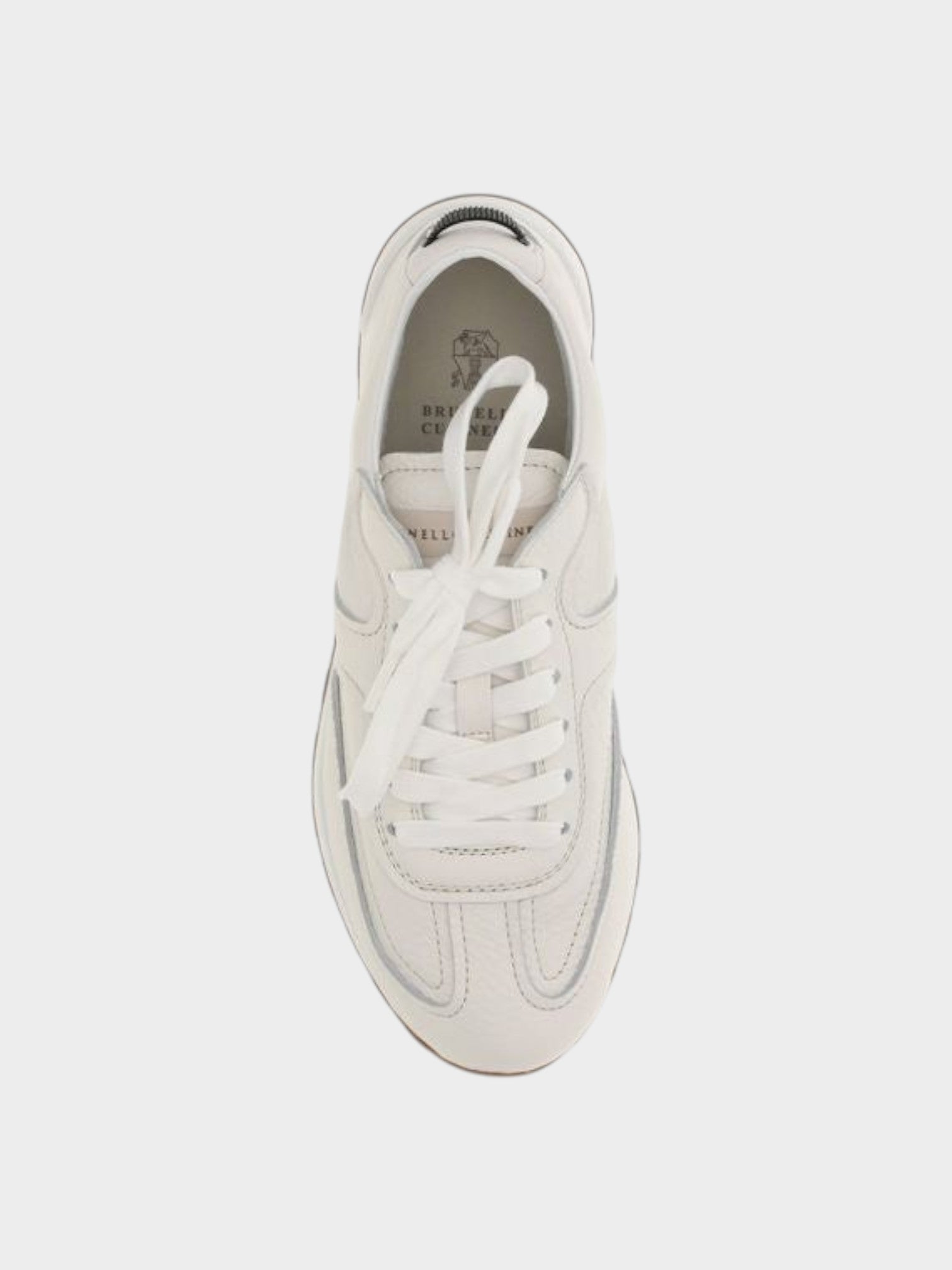 Brunello Cucinelli White Calf Leather Bos Taurus Low Top Sneakers-thumbmail-4