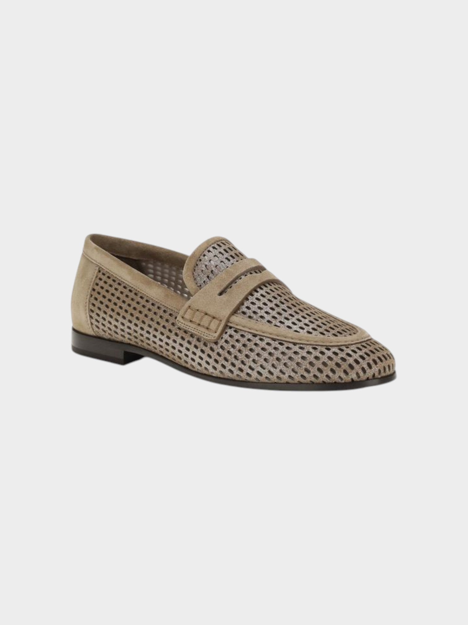 Brunello Cucinelli Beige Calf Leather Bos Taurus Slip-On Loafers-thumbmail-2
