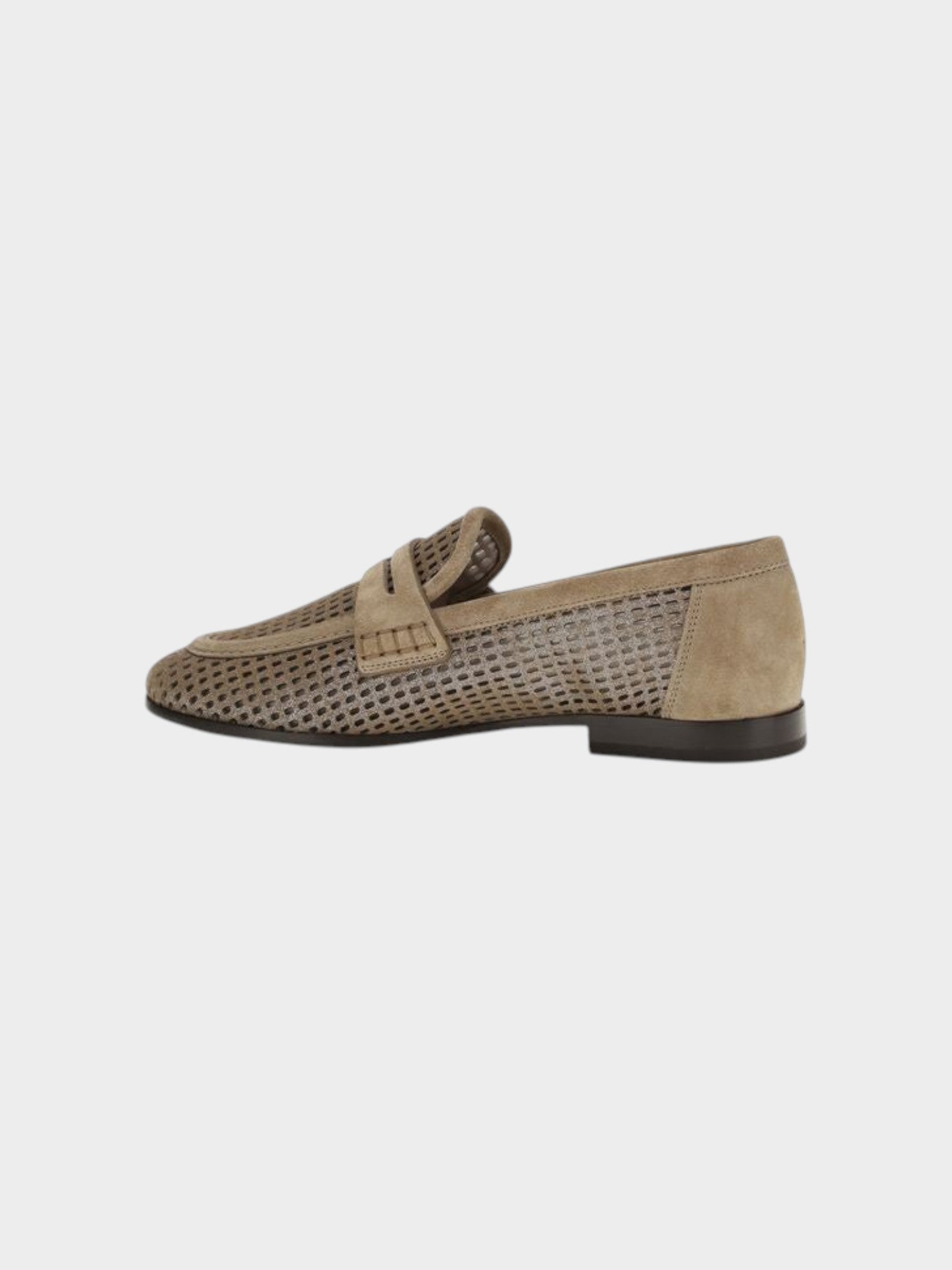 Brunello Cucinelli Beige Calf Leather Bos Taurus Slip-On Loafers-thumbmail-3