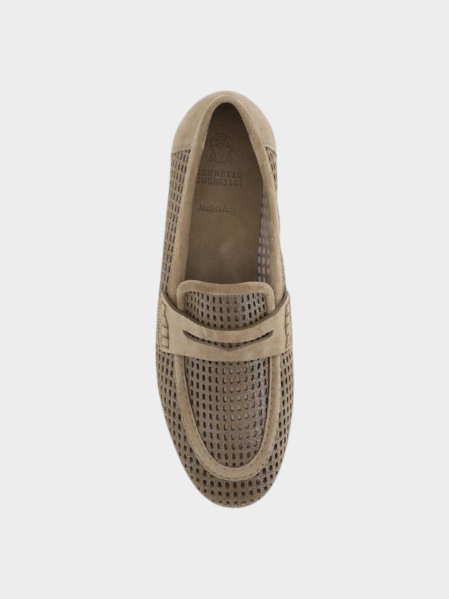 Brunello Cucinelli Beige Calf Leather Bos Taurus Slip-On Loafers-thumbmail-4