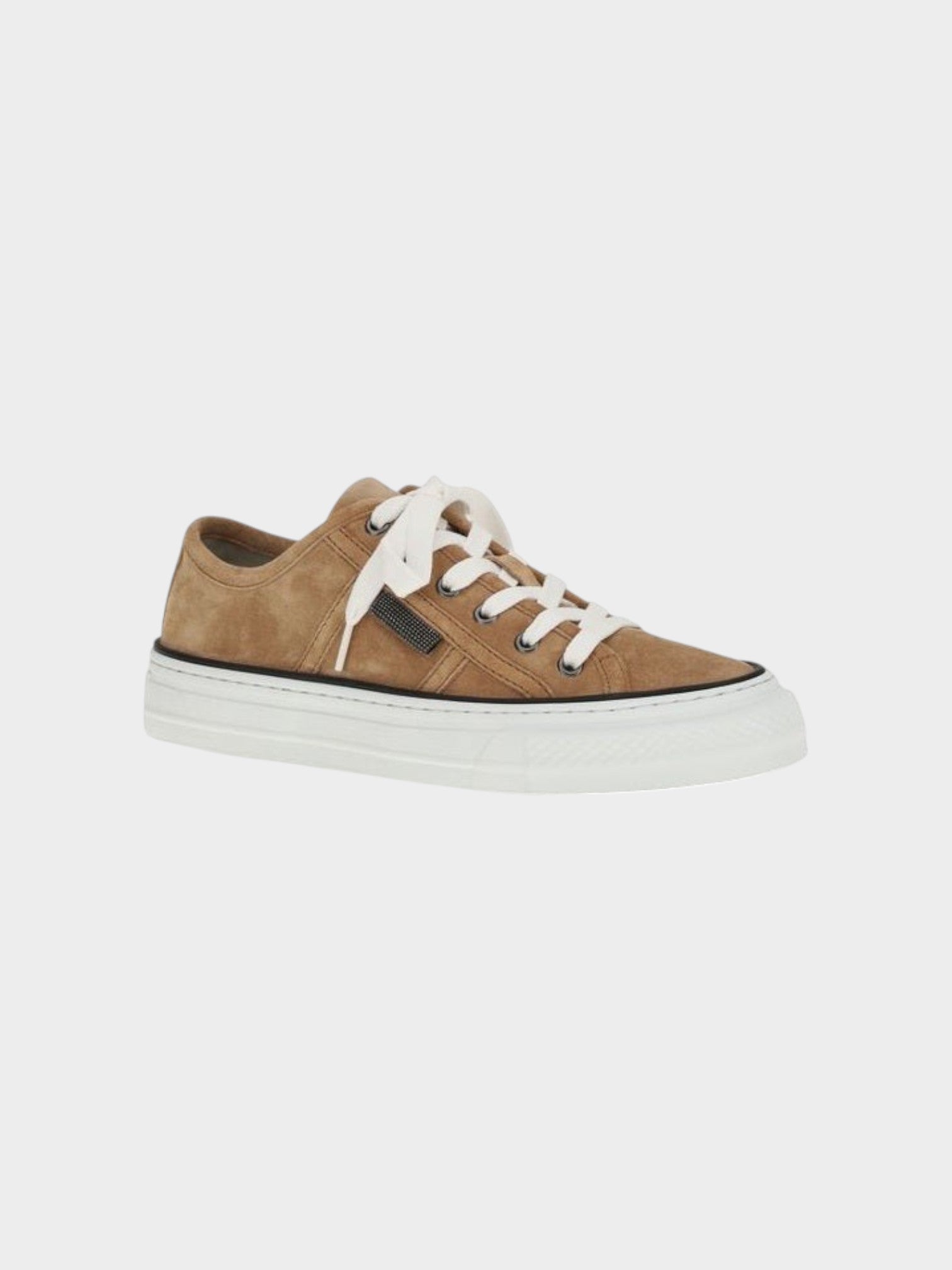 Brunello Cucinelli Beige Calf Leather Bos Taurus Low Top Sneakers-thumbmail-2