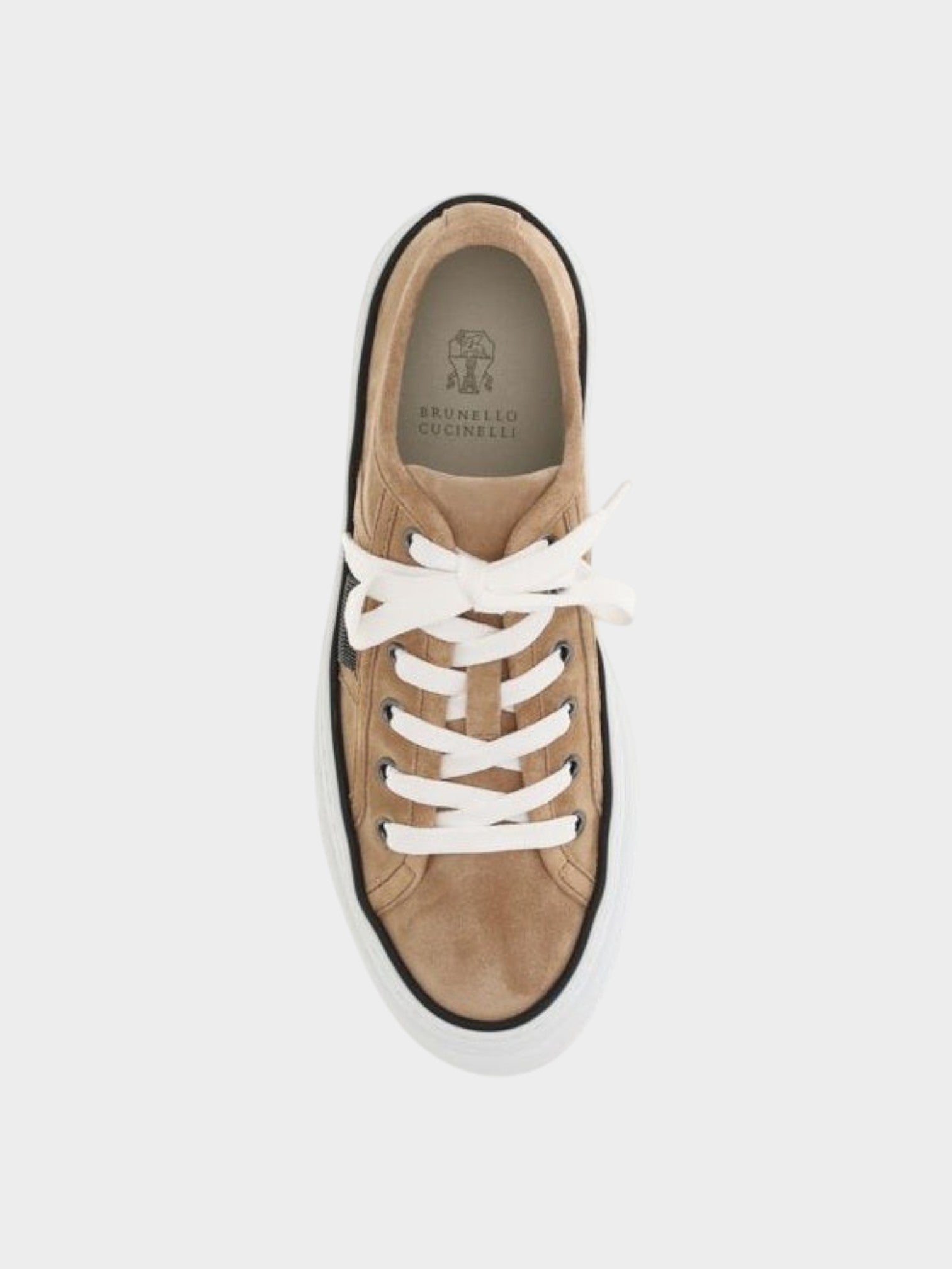 Brunello Cucinelli Beige Calf Leather Bos Taurus Low Top Sneakers-thumbmail-4