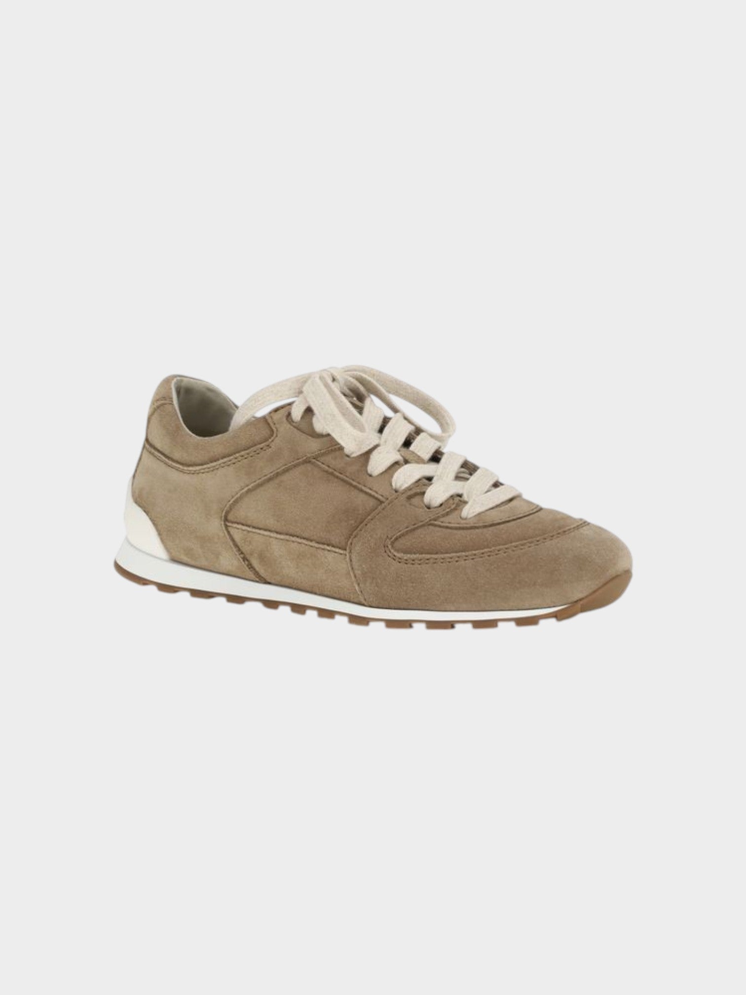 Brunello Cucinelli Beige Calf Leather Bos Taurus Low Top Sneakers-thumbmail-2