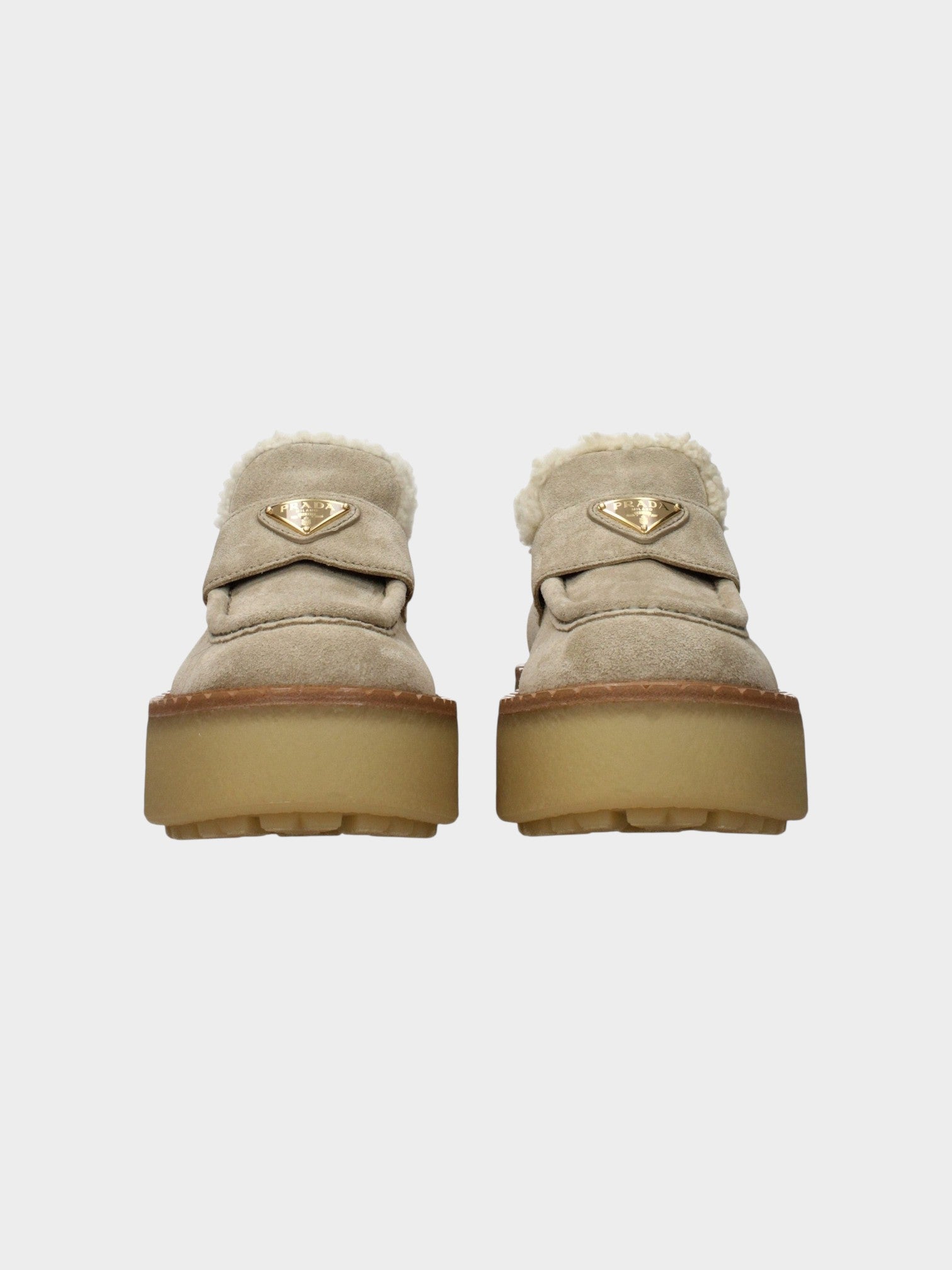 Prada Beige Leather Platform Loafers-thumbmail-3