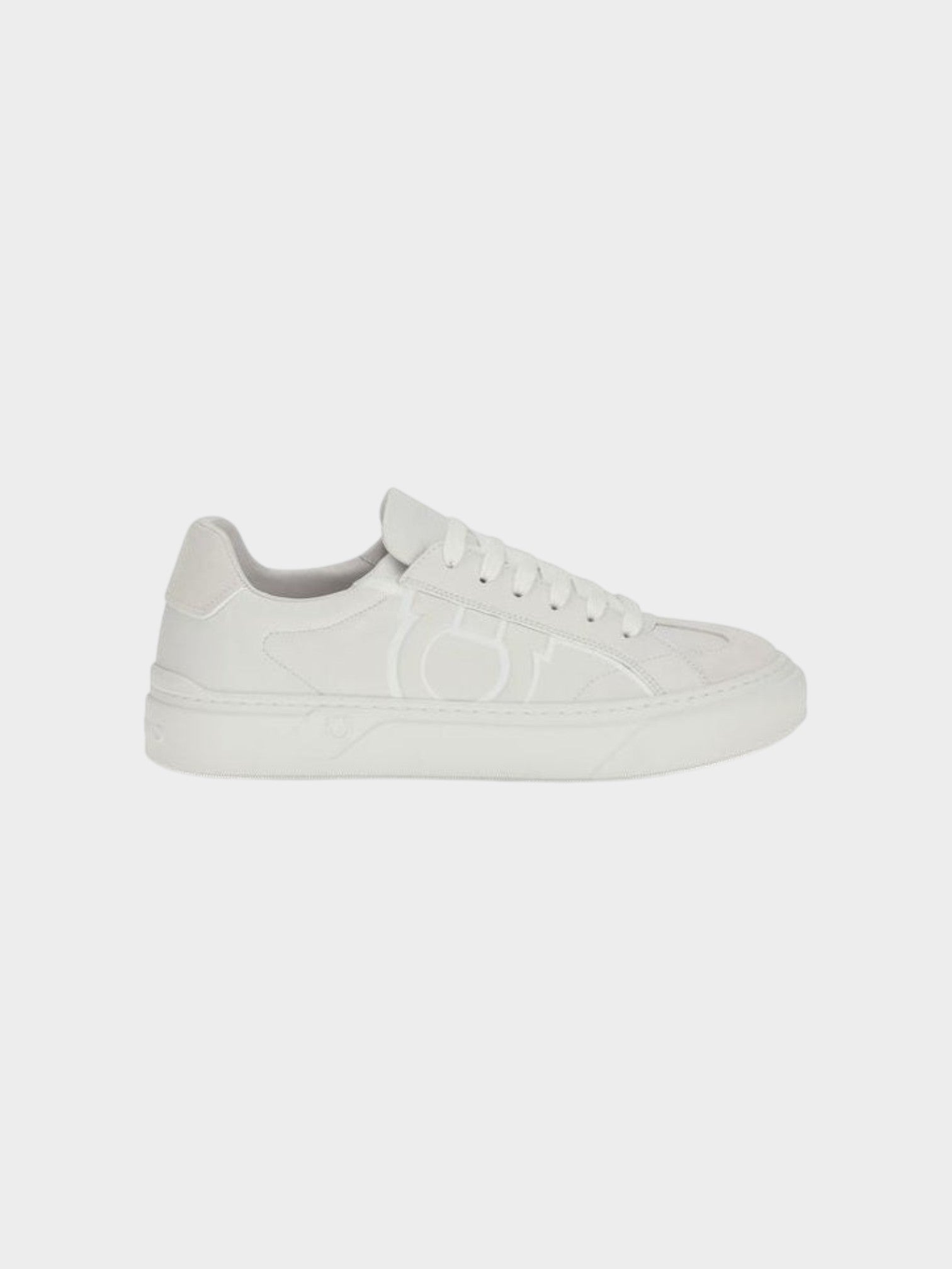 Ferragamo White Calf Leather Bos Taurus Sneakers