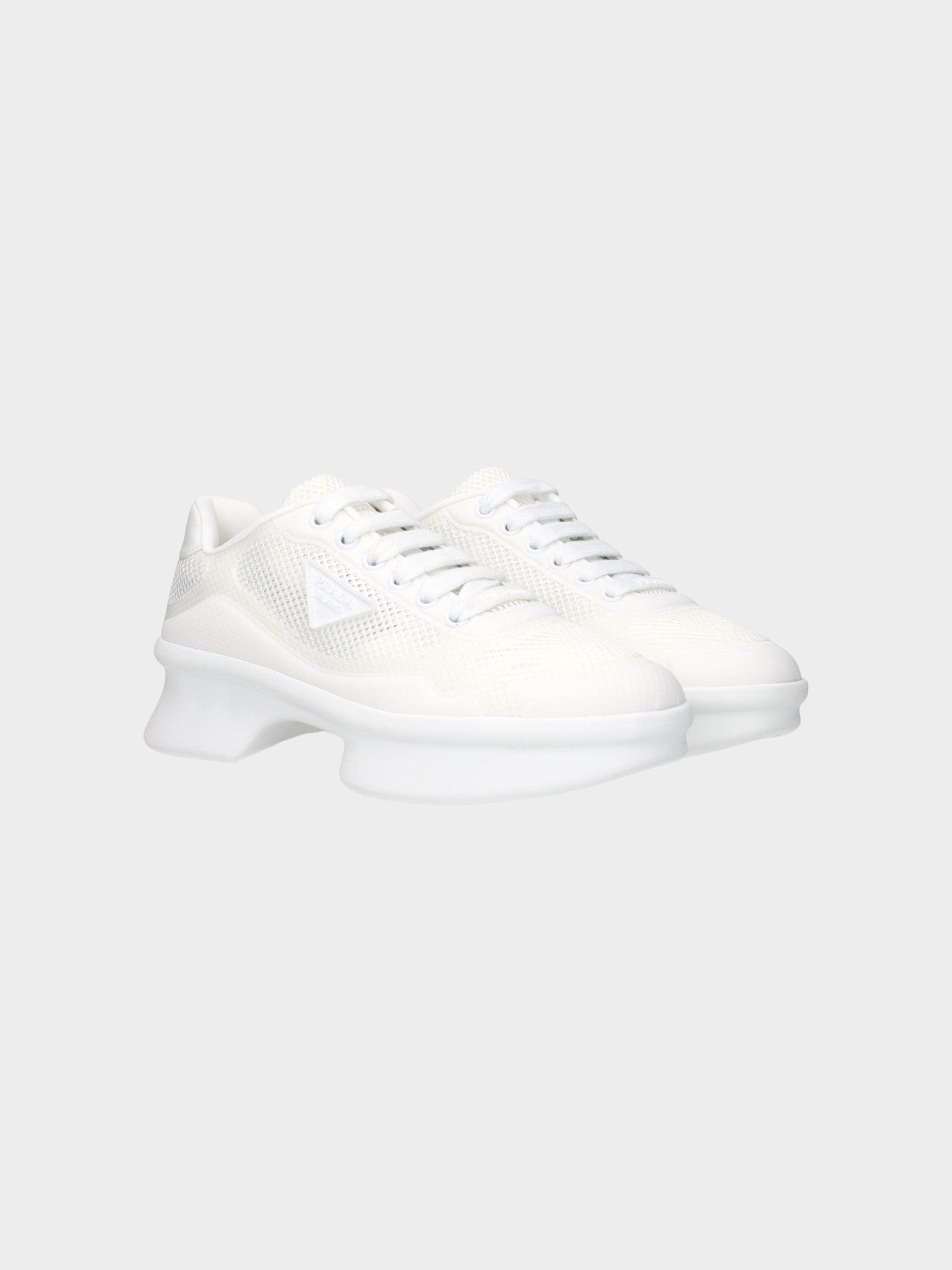 Prada White Fabric Athletic Sneakers-thumbmail-2
